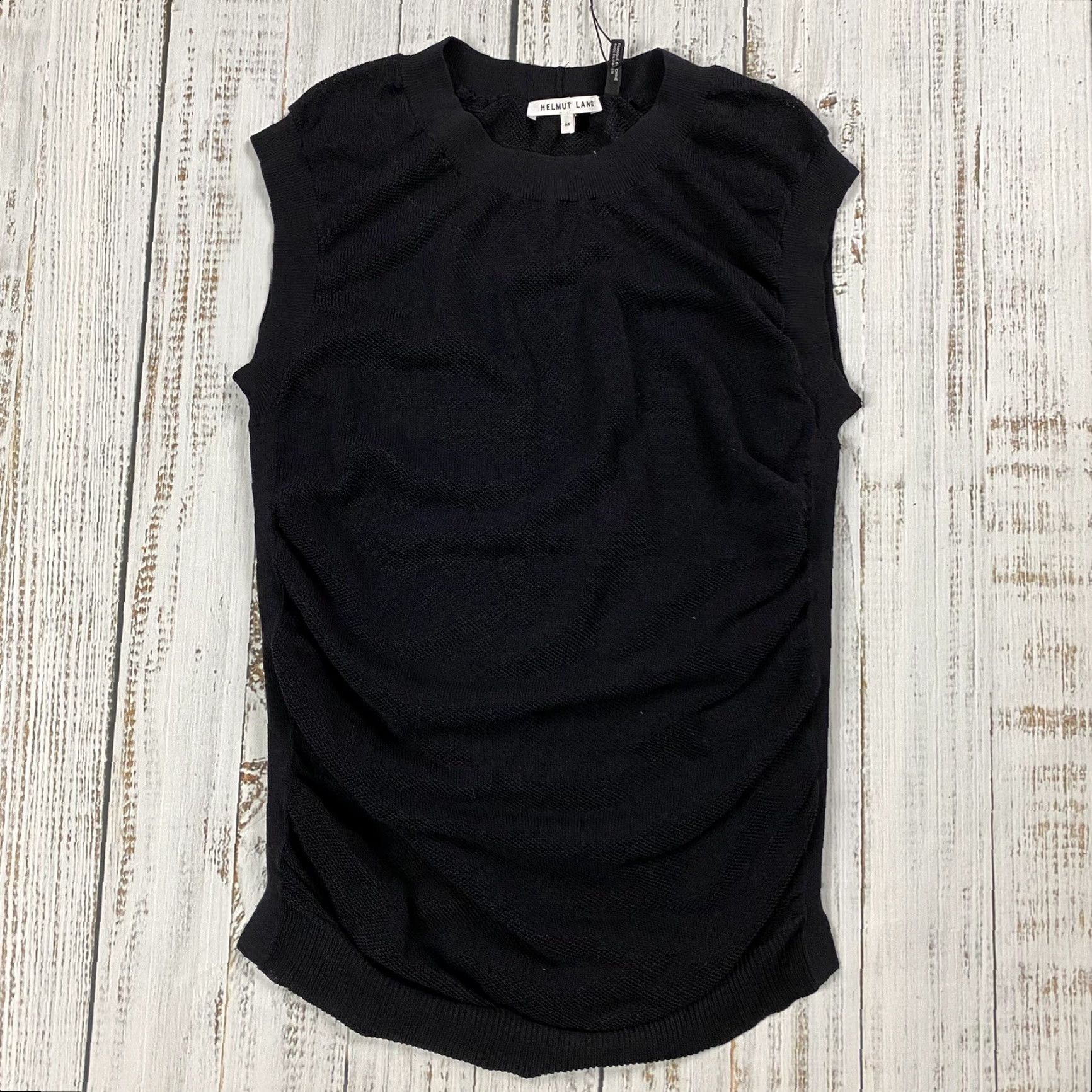 Helmut Lang VINTAGE Helmut Lang Tank Top Women Medium Black Silk Blend Shell Theme Sleeveless Casual Size ONE SIZE - 2 Thumbnail