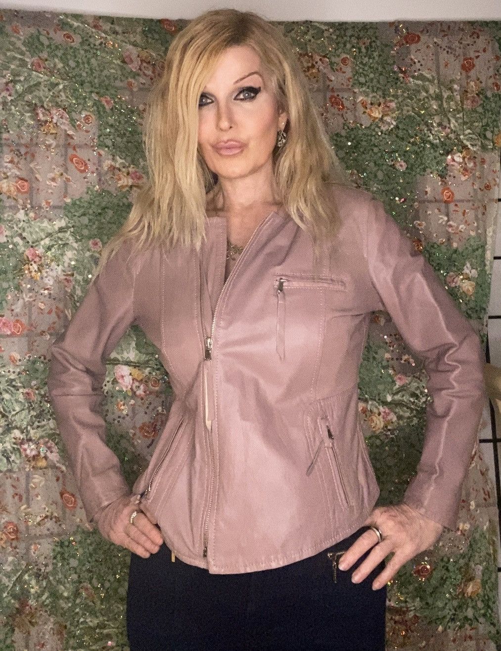 Imperial Pink Leather Jacket Size M / US 6-8 / IT 42-44 - 1 Thumbnail