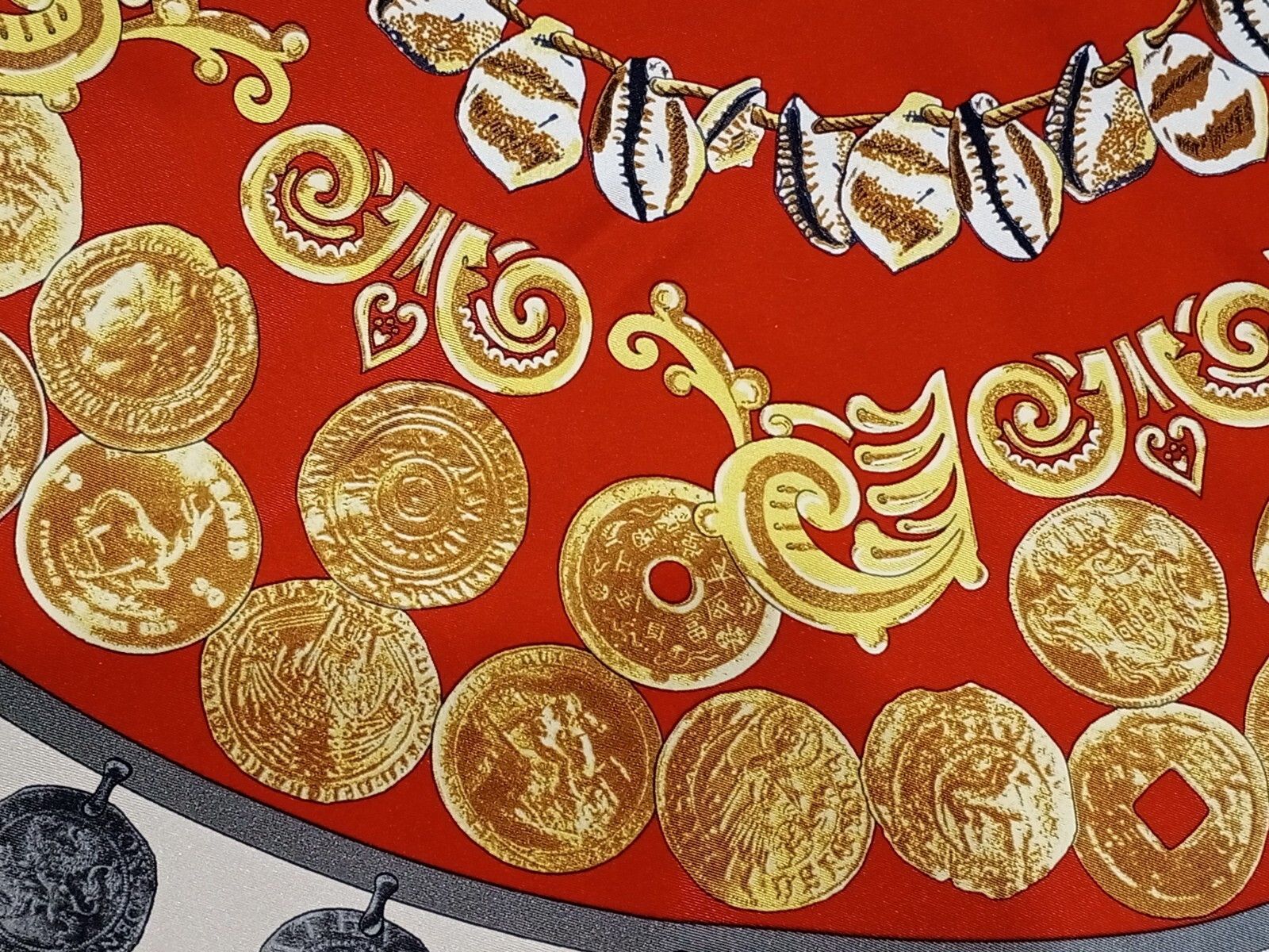 Other BRITISH MUSEUM Coin Image Red Gold Extra Large Silk Scarf Size ONE SIZE - 7 Thumbnail