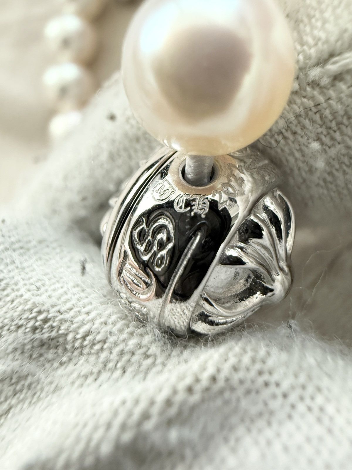 Chrome Hearts RARE! Chrome Hearts Mikimoto White Pearl Bracelet Size ONE SIZE - 10 Thumbnail