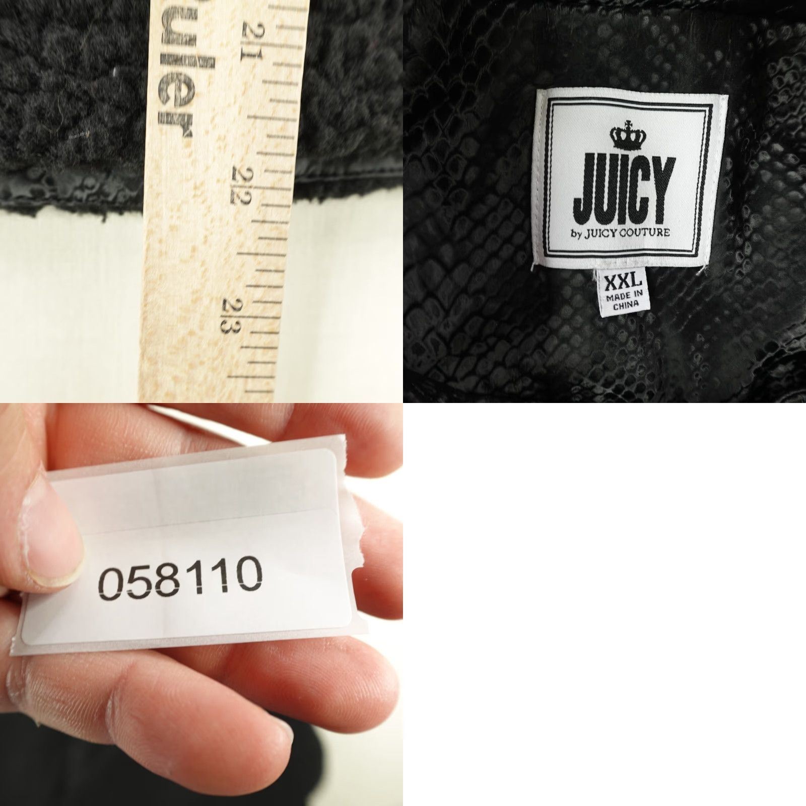 Juicy Couture Juicy Couture Jacket Womens 2XL Black Sherpa Snakeskin Print Solid Logo Zipper Full Zip Pockets Basic Jacket 2XL Womens Size XXL / US 16-18 / IT 52-54 - 8 Thumbnail