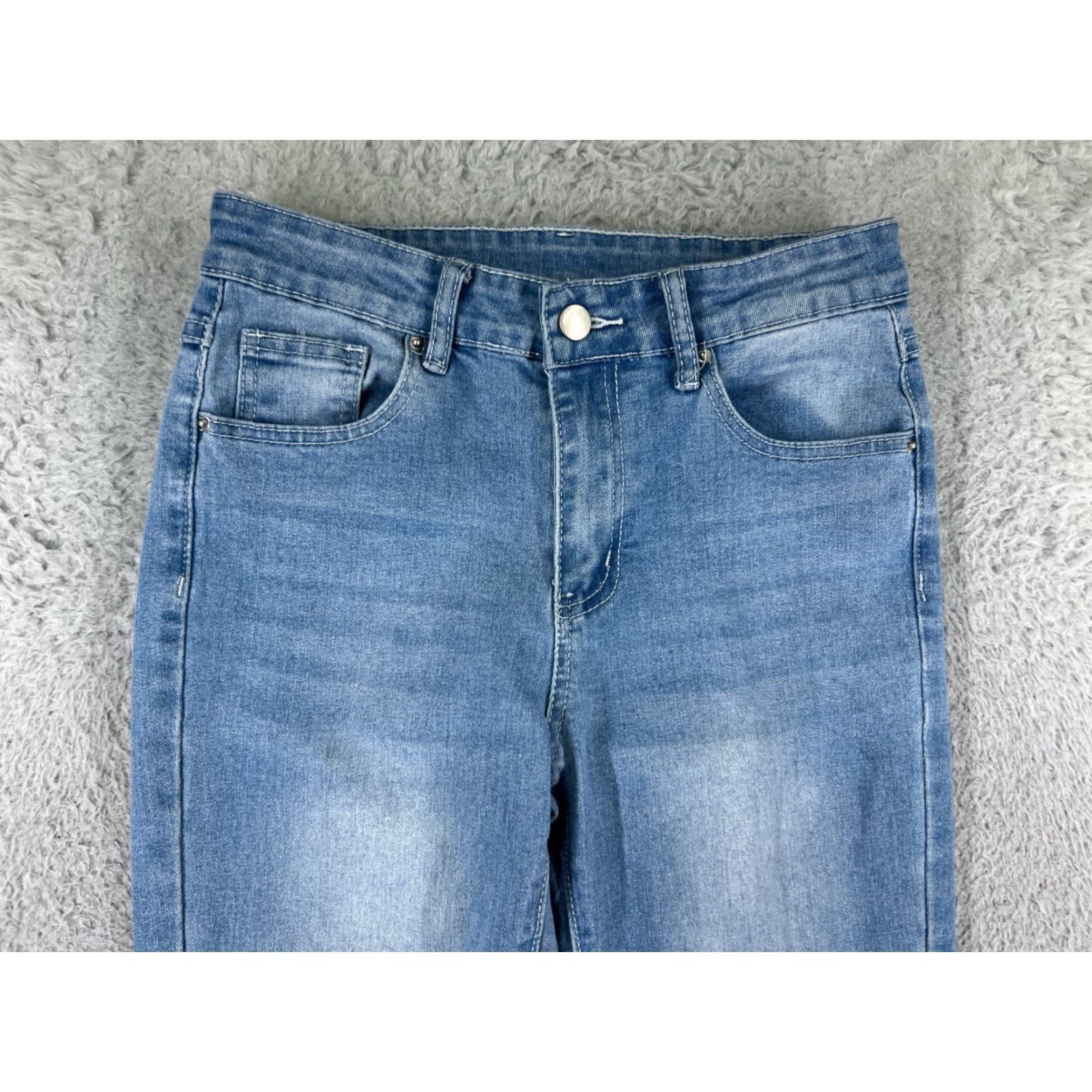 Shein Shein Jeans Womens 4 Blue Denim Flared Mid Rise Cotton Blend Stretch Size 27" / US 4 / IT 40 - 7 Thumbnail