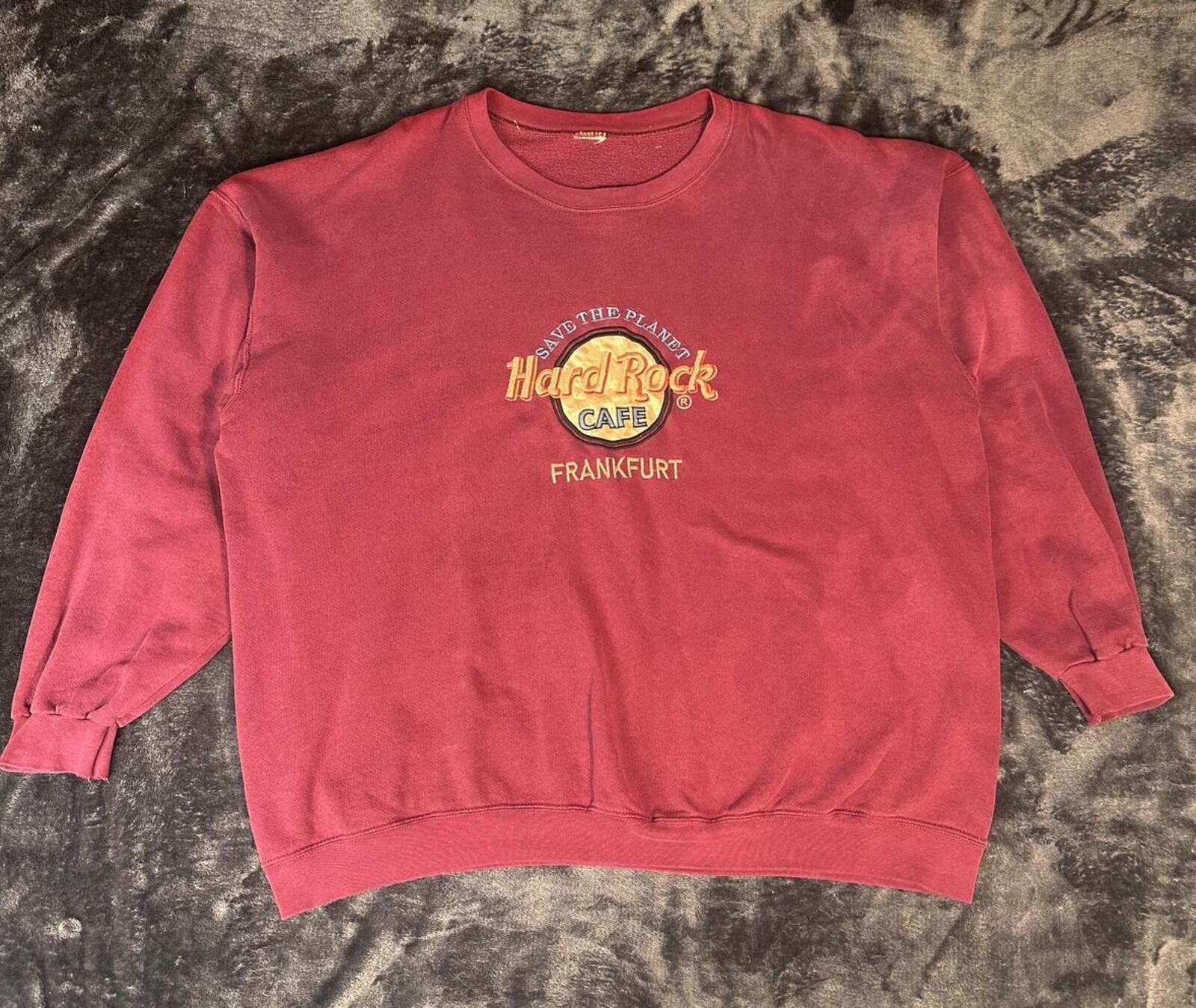 Hard Rock Cafe VTG Hard Rock Cafe Frankfurt Burgundy Sweatshirt Size ONE SIZE - 1 Thumbnail