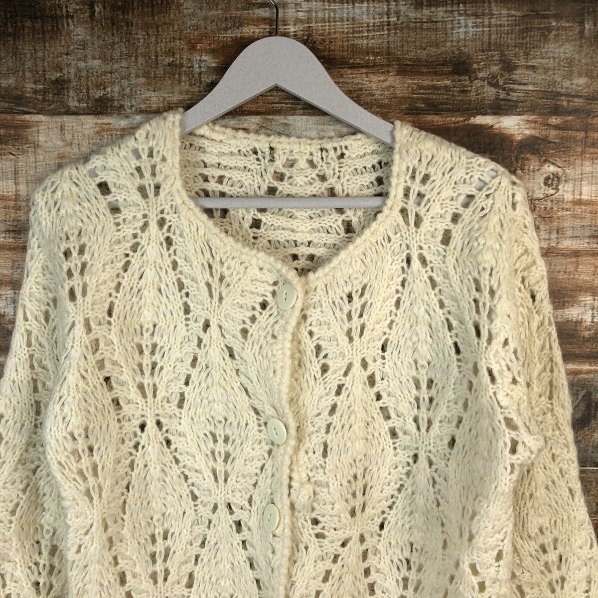 Japanese Brand Japan Patterned Cardigans crochet meshnet Knitwear #A1473 Size S / US 4 / IT 40 - 5 Thumbnail