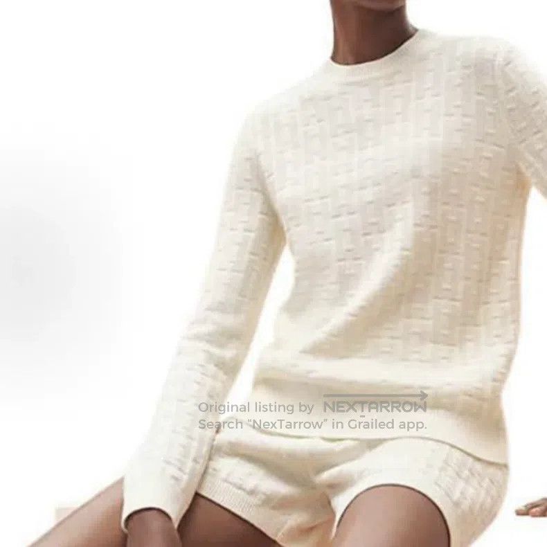 Hermes Hermes White Printed Logo Knit Sweater Size XS / US 0-2 / IT 36-38 - 2 Thumbnail