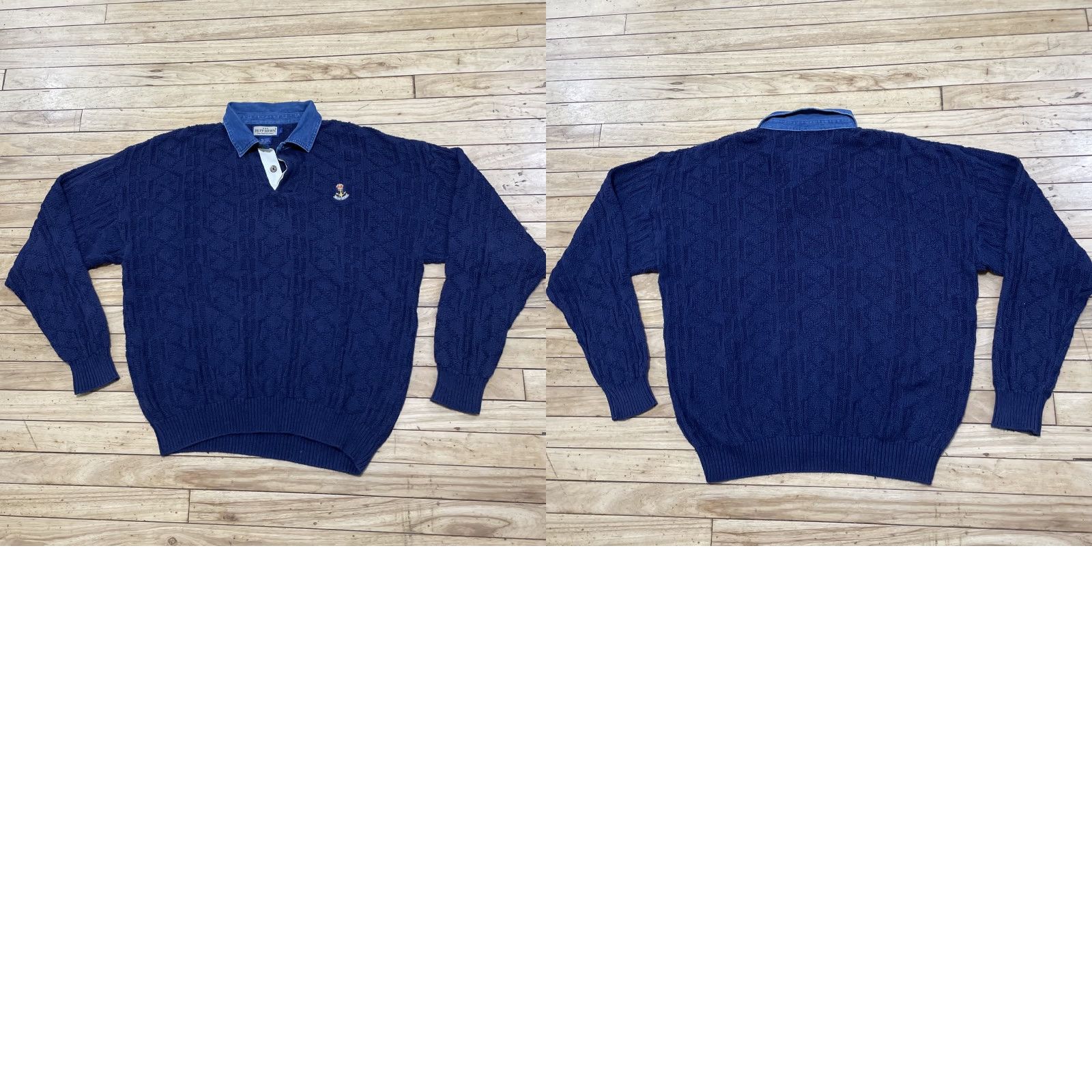 Nautica VINTAGE Ruff Hewn Complex: Nautical Pullover Sweater Men L Blue Anchor Logo Navy Knit USA Size US L / EU 52-54 / 3 - 11 Thumbnail