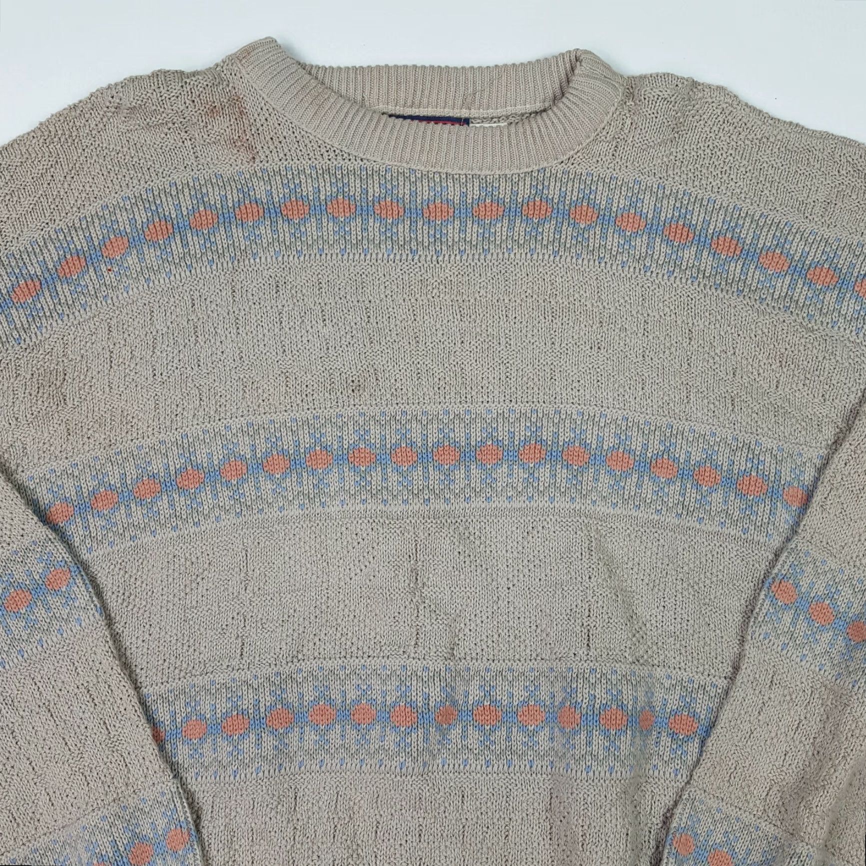 Vintage VINTAGE American Hero Geometric Men's Size M Beige Knit Pullover Sweater Size US M / EU 48-50 / 2 - 2 Thumbnail