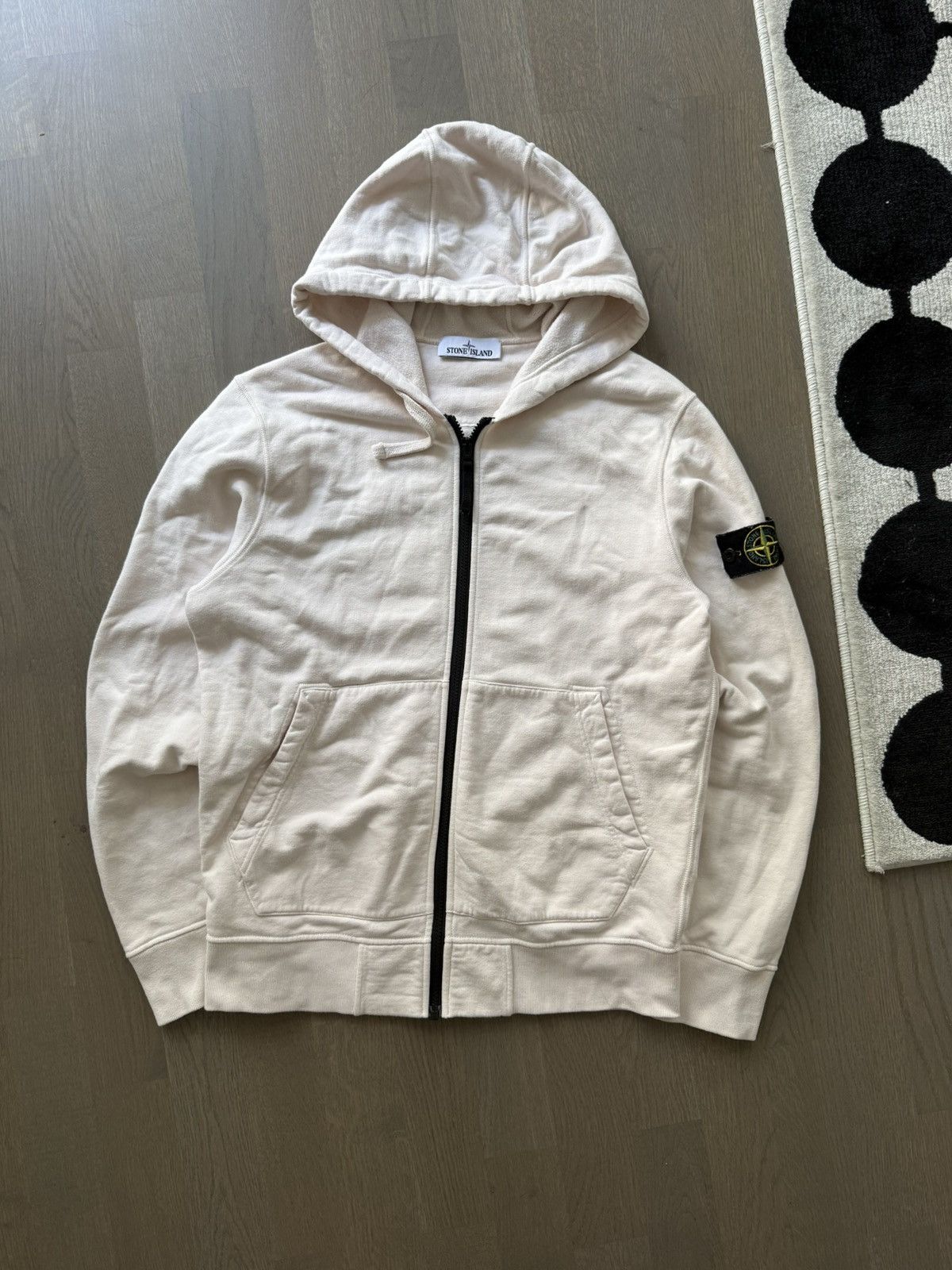 Stone Island Full Zip Hoodie Cream White