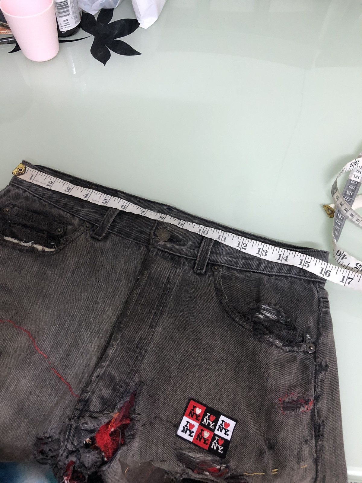 Levi's Rare❗️Vintage 90s Levis 501 Distressed Multi Patches Jeans Size US 32 / EU 48 - 19 Thumbnail