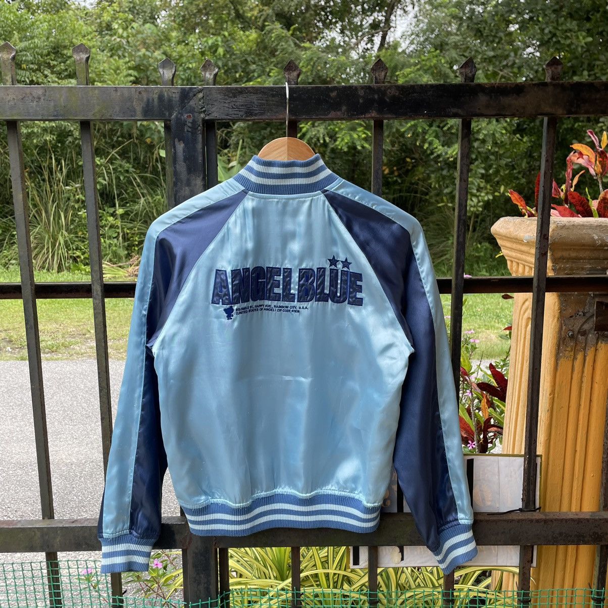 Japanese Brand 🔥🇯🇵Vintage Angel Blue Big Spellout Kids Sukajan Satin Jacket Size US XS / EU 42 / 0 - 1 Thumbnail