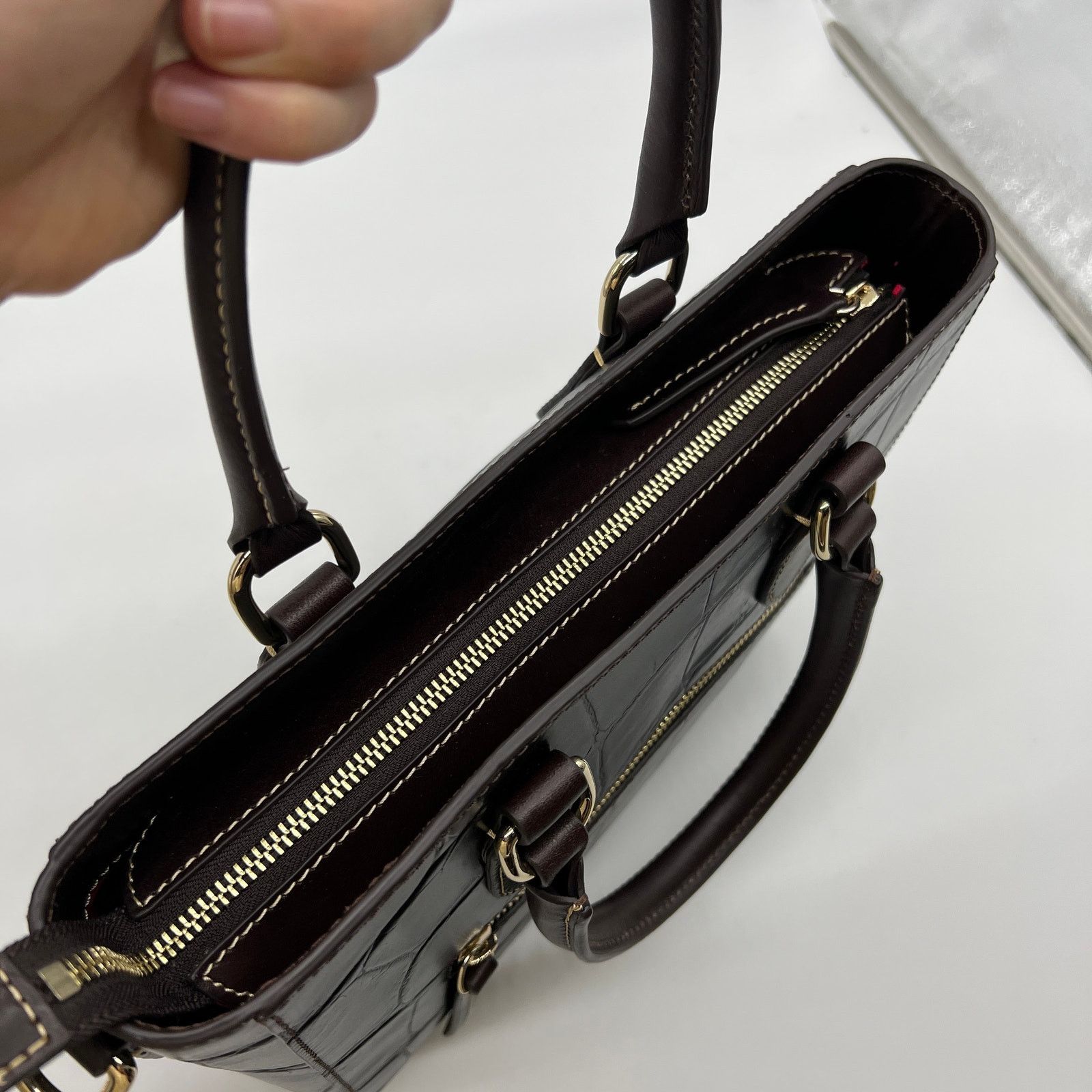 Dooney & Bourke Dooney & Bourke Denison Croco Top Handle Tote Espresso Size ONE SIZE - 6 Thumbnail