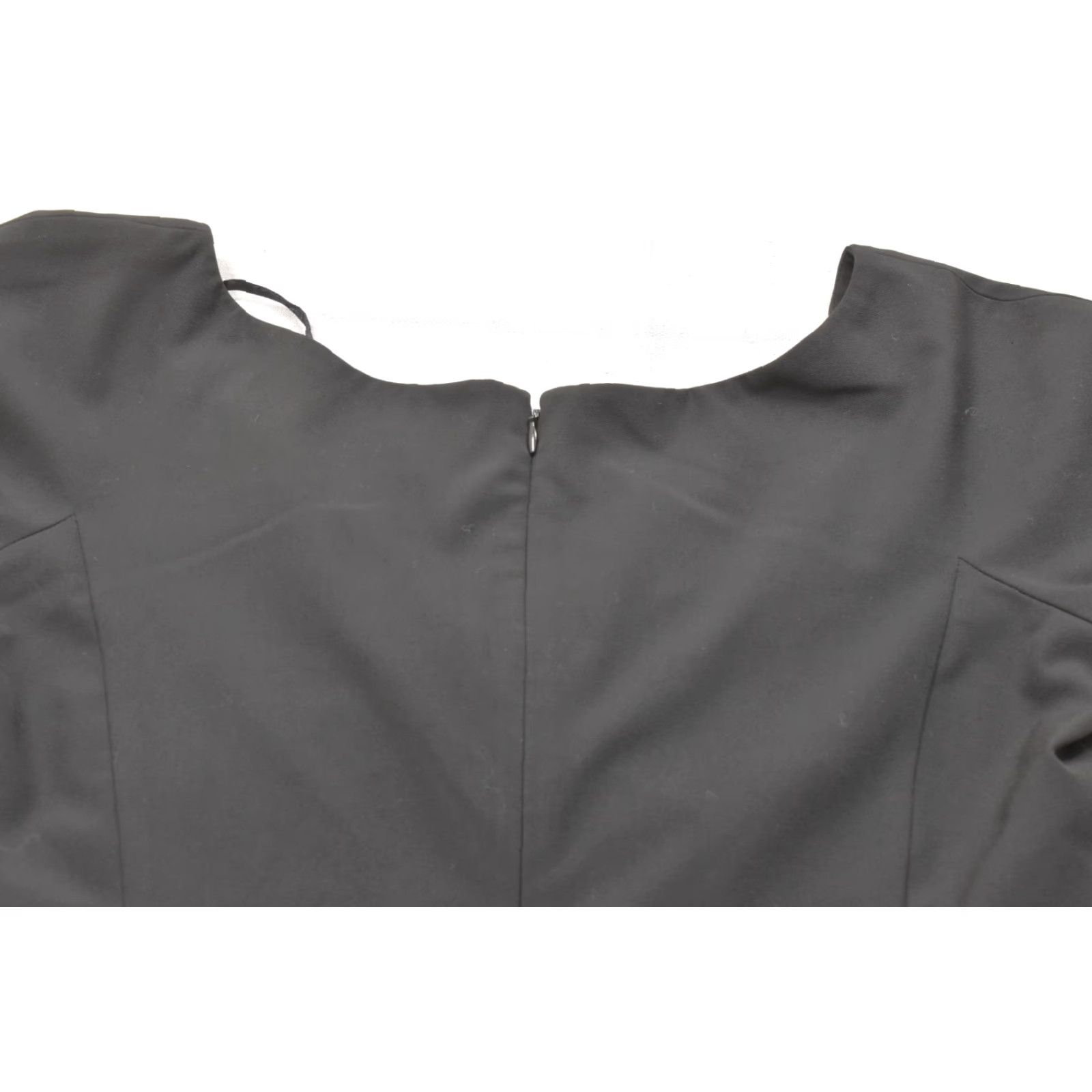 Michael Kors Michael Kors Black Sheath Dress Women's Size 12 Short Sleeve Pleated Surplice V-Neck Knee Length Zip Size 34" / US 12 / IT 48 - 3 Thumbnail