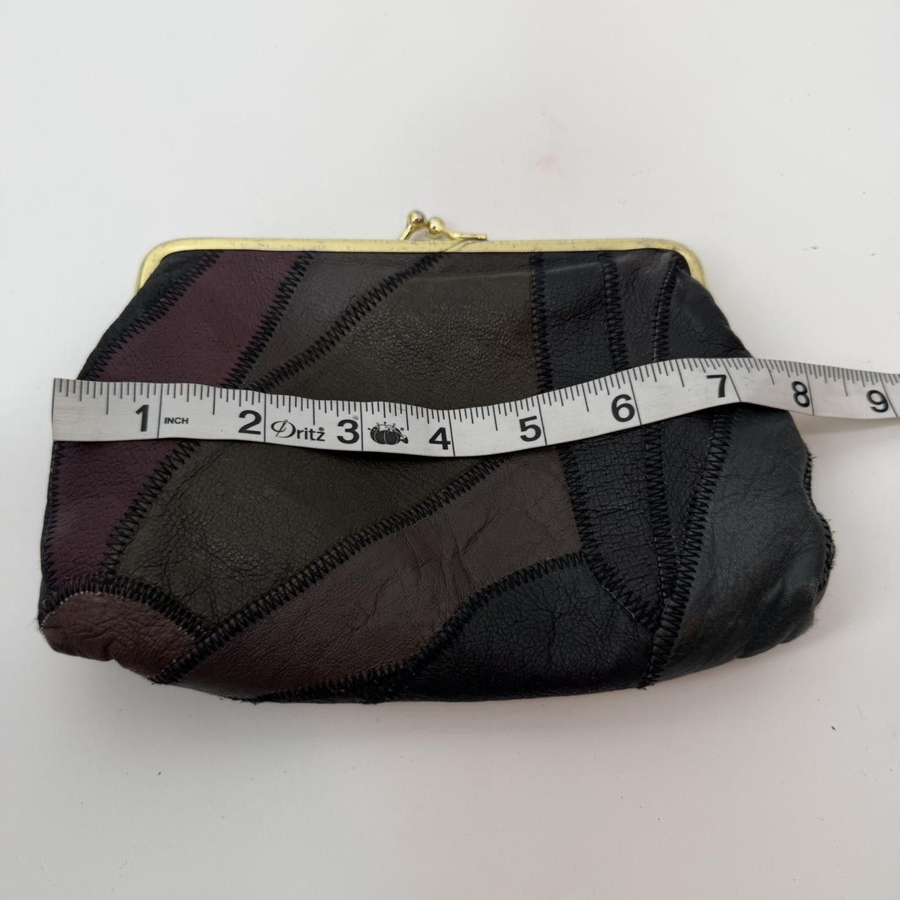 The Unbranded Brand Vintage Genuine Leather Patchwork Purse Kiss Lock Coin Pouch Size ONE SIZE - 6 Thumbnail