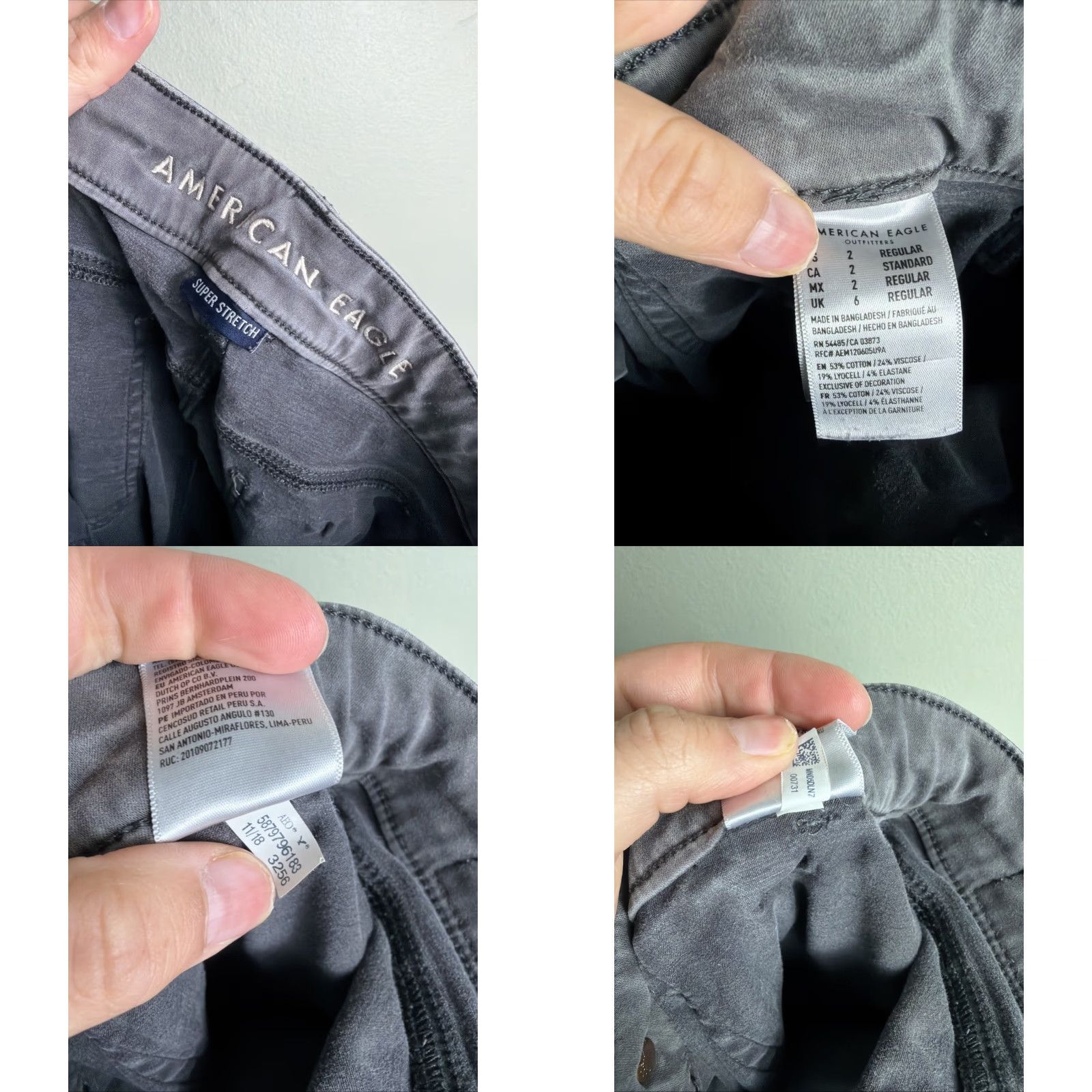 American Eagle Outfitters American Eagle Super Stretch Women’s Jeggings 2 Hi Rise Cargo Gray Flaws 26x28 Size 26" / US 2 / IT 38 - 10 Thumbnail
