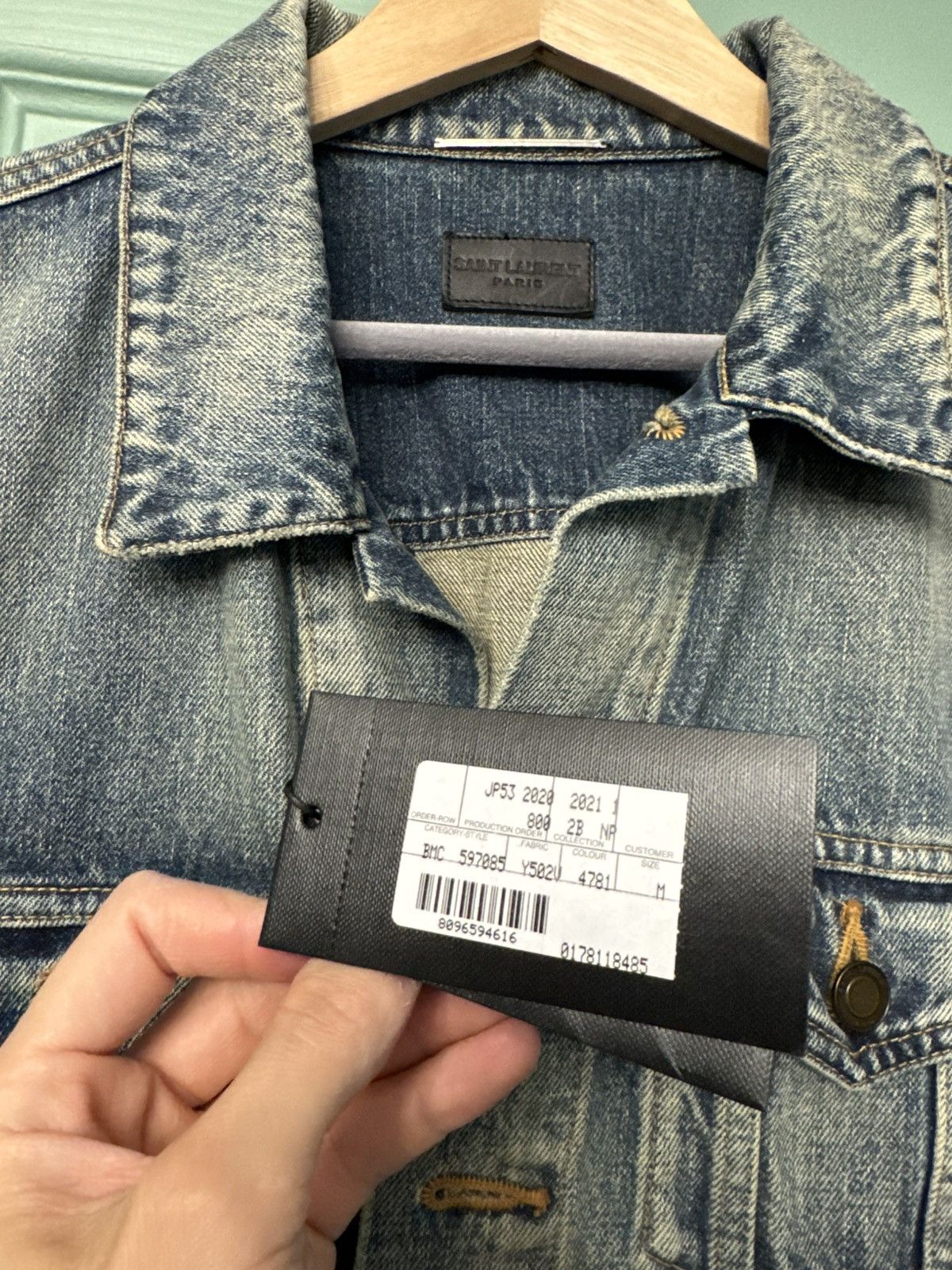 Saint Laurent Paris Saint Laurent Washed-effect Denim Jacket Size US M / EU 48-50 / 2 - 3 Thumbnail