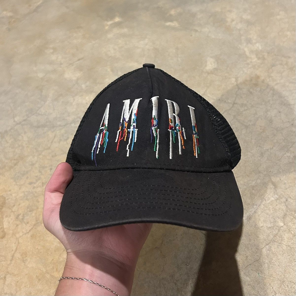 Amiri Amiri Embroidered Paint Drip AM Logo Trucker SnapBack  display picture 2