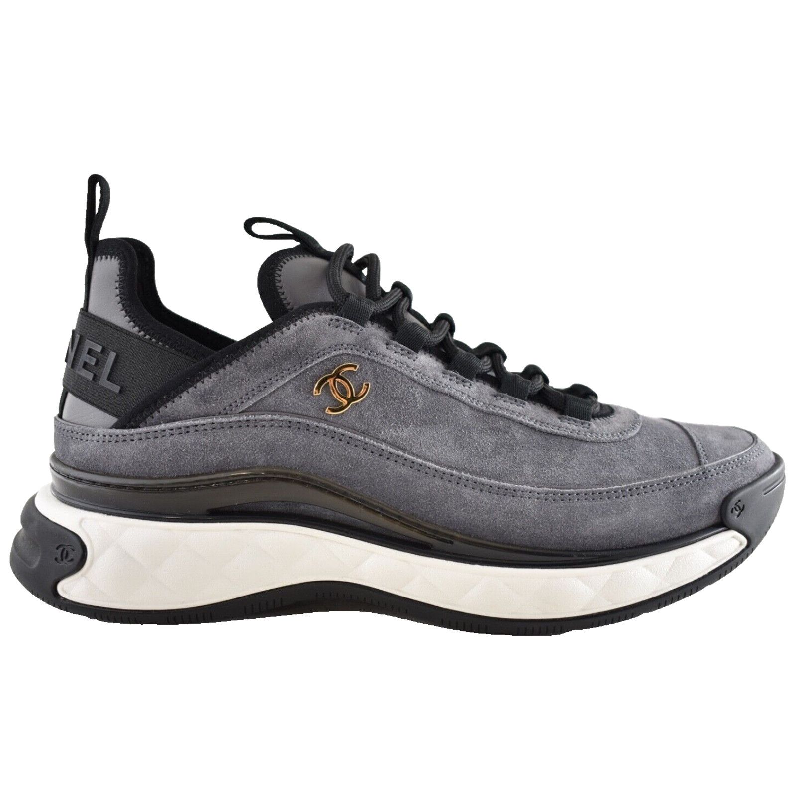 Chanel Chanel 23K Suede Black CC Logo Lace Up Low Top Sneaker 39.5 Size US 9.5 / IT 39.5 - 1 Thumbnail