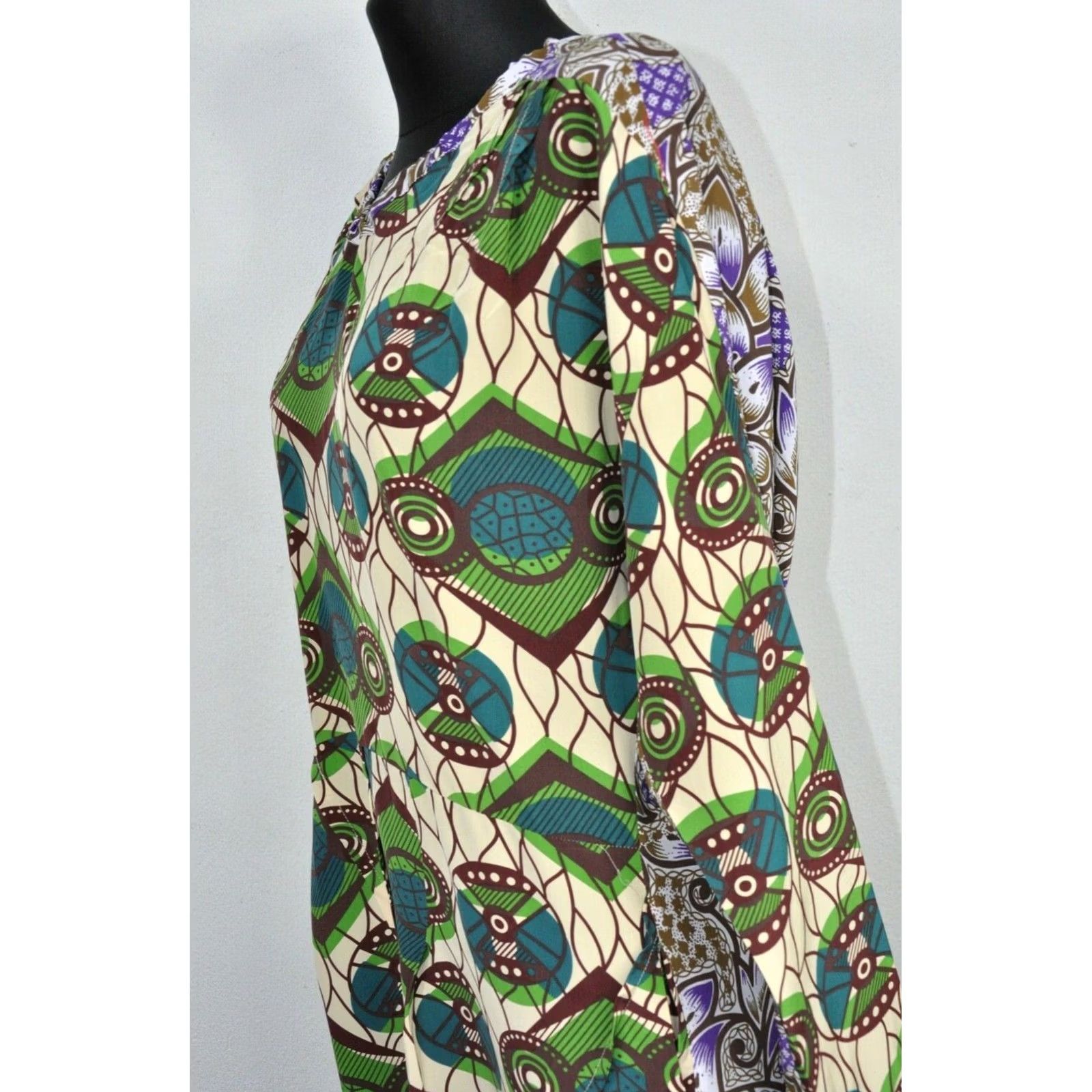 Marni Marni for H&M Silk Dress Pockets US 8 EUR 38 Women Multicolor Long Sleeve Geometric Size M / US 6-8 / IT 42-44 - 6 Thumbnail