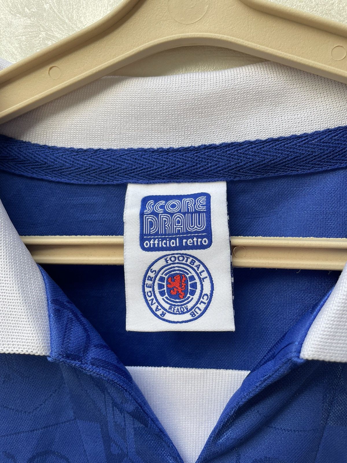 Vintage Glasgow Rangers Score Draw 1996/97 Home Jersey Blokecore Size US XL / EU 56 / 4 - 4 Thumbnail