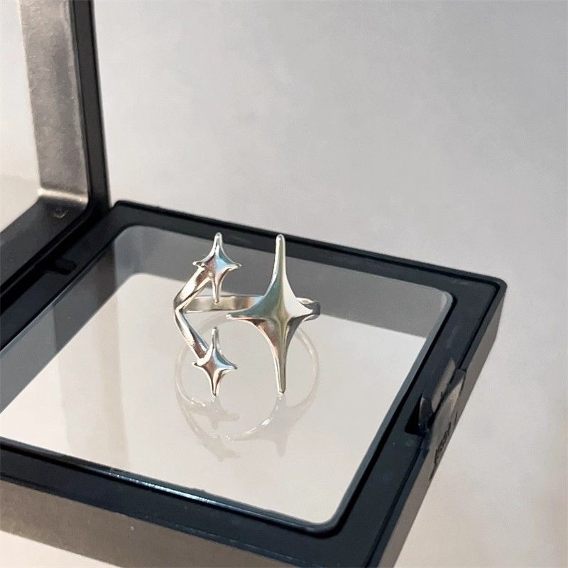 Japanese Brand Retro gothic punk adjustable triple star ring Size ONE SIZE - 4 Thumbnail