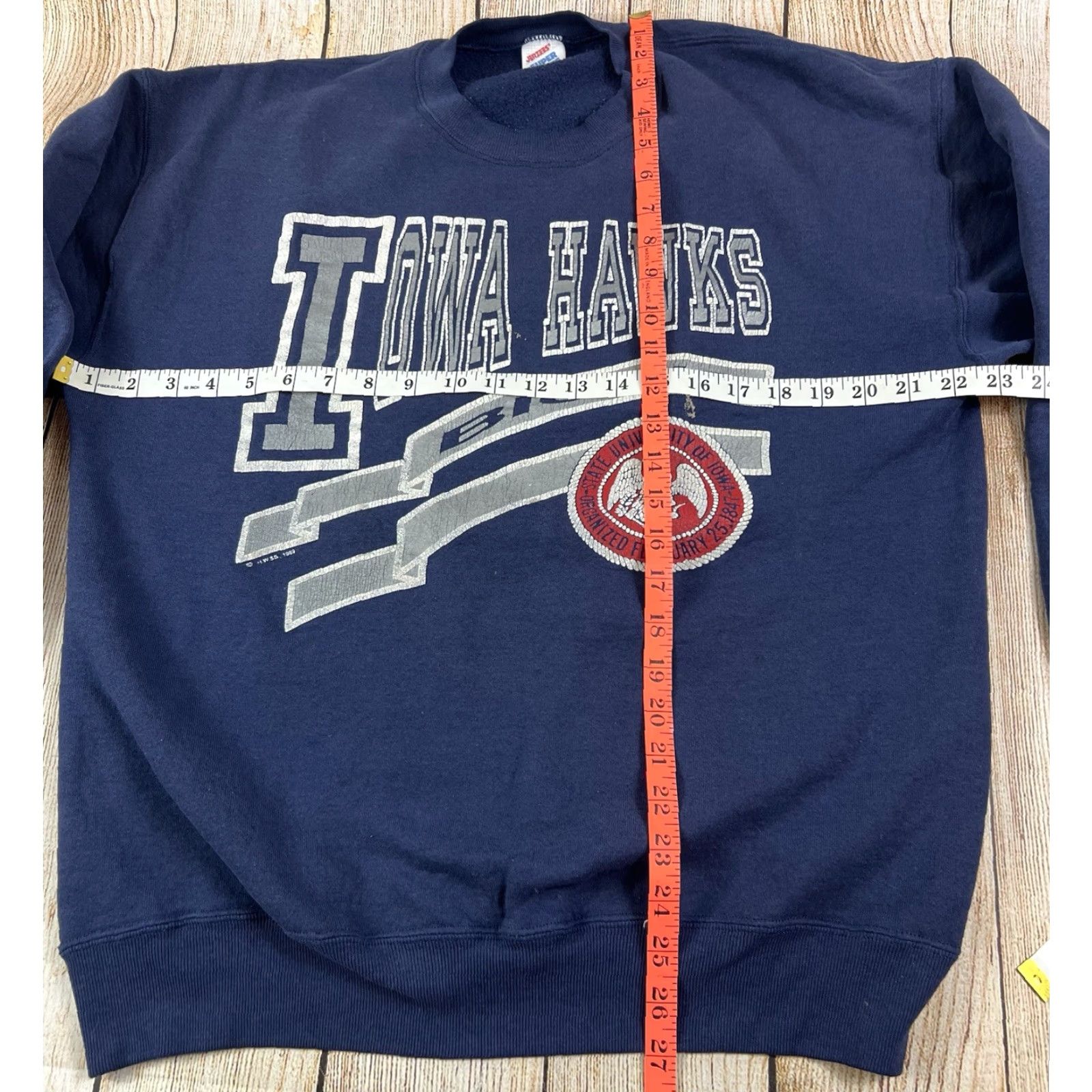 Vintage VINTAGE 80s Iowa Hawkeyes Big 10 University Crewneck Sweatshirt Blue XL Men Pullover Graphic Print Regular Size Size US XL / EU 56 / 4 - 3 Thumbnail