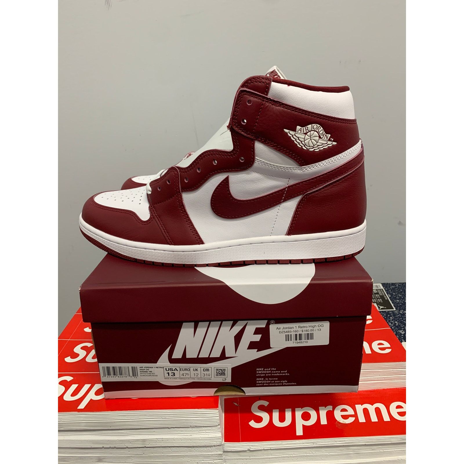 Nike Nike Air Jordan 1 Retro High OG Artisanal Team Red Size 13 Size US 13 / EU 46 - 4 Thumbnail