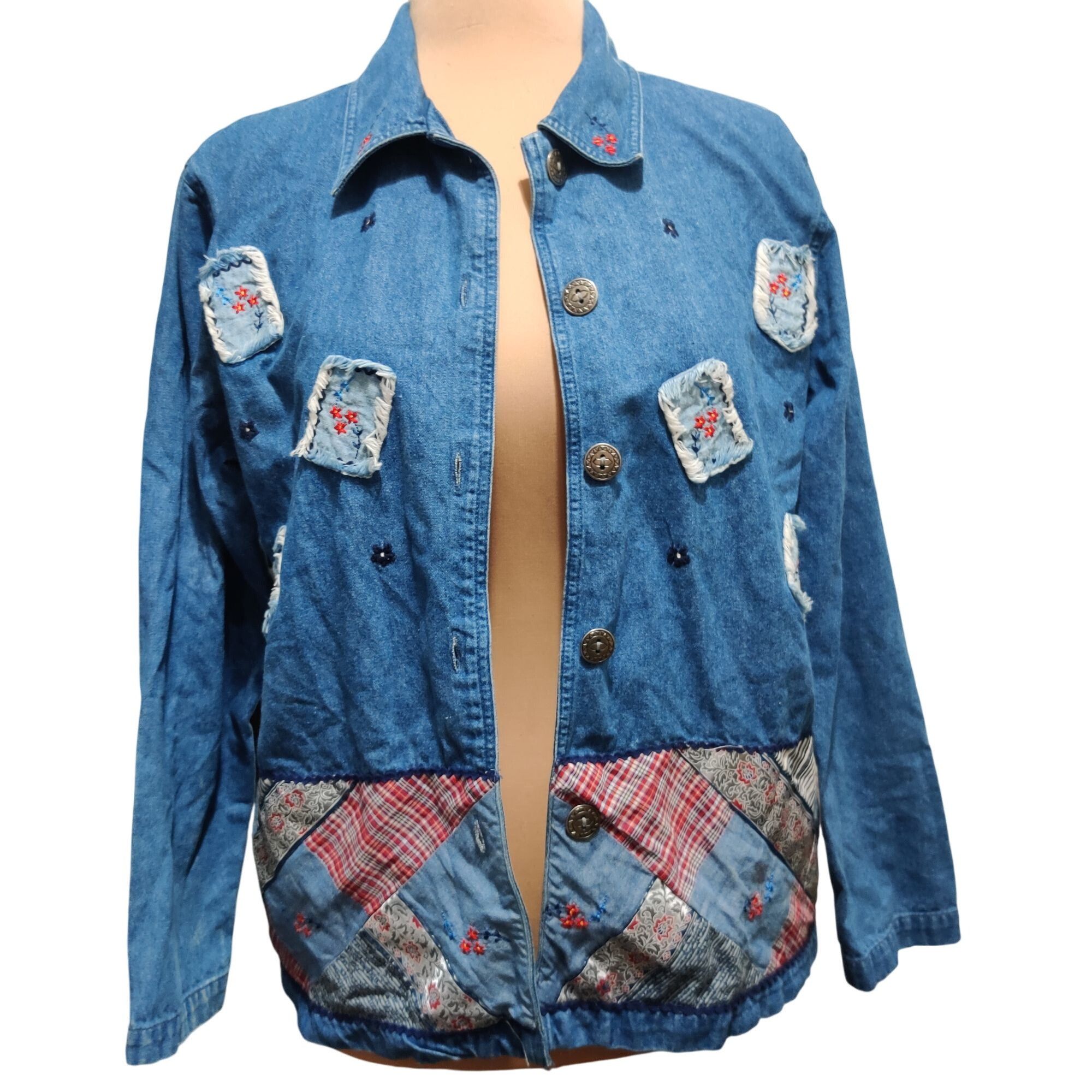 Vintage Bobbie Brooks M Vintage Patchwork Denim Jacket Embroidered A Size M / US 6-8 / IT 42-44 - 9 Thumbnail