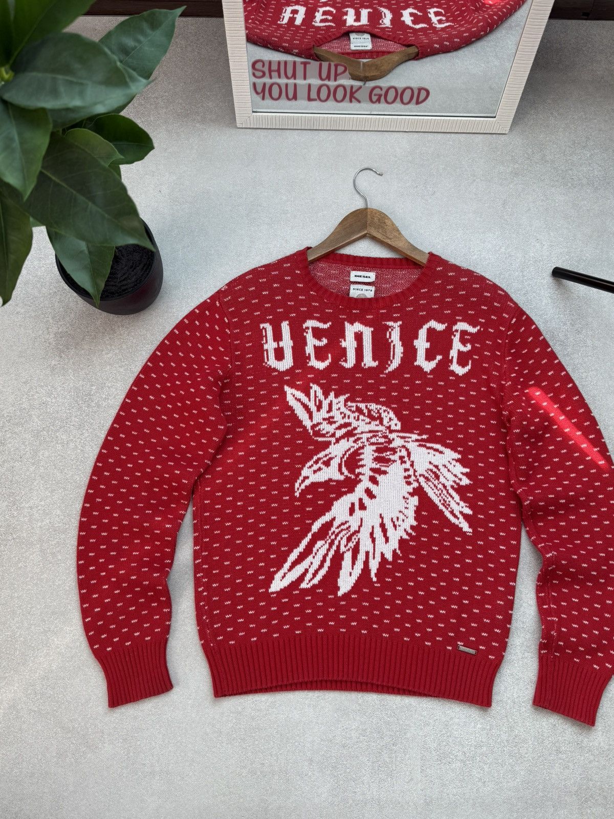 Diesel Diesel Venice Rare Sweater Men’s Pullover Eagle Red White Size US M / EU 48-50 / 2 - 3 Thumbnail