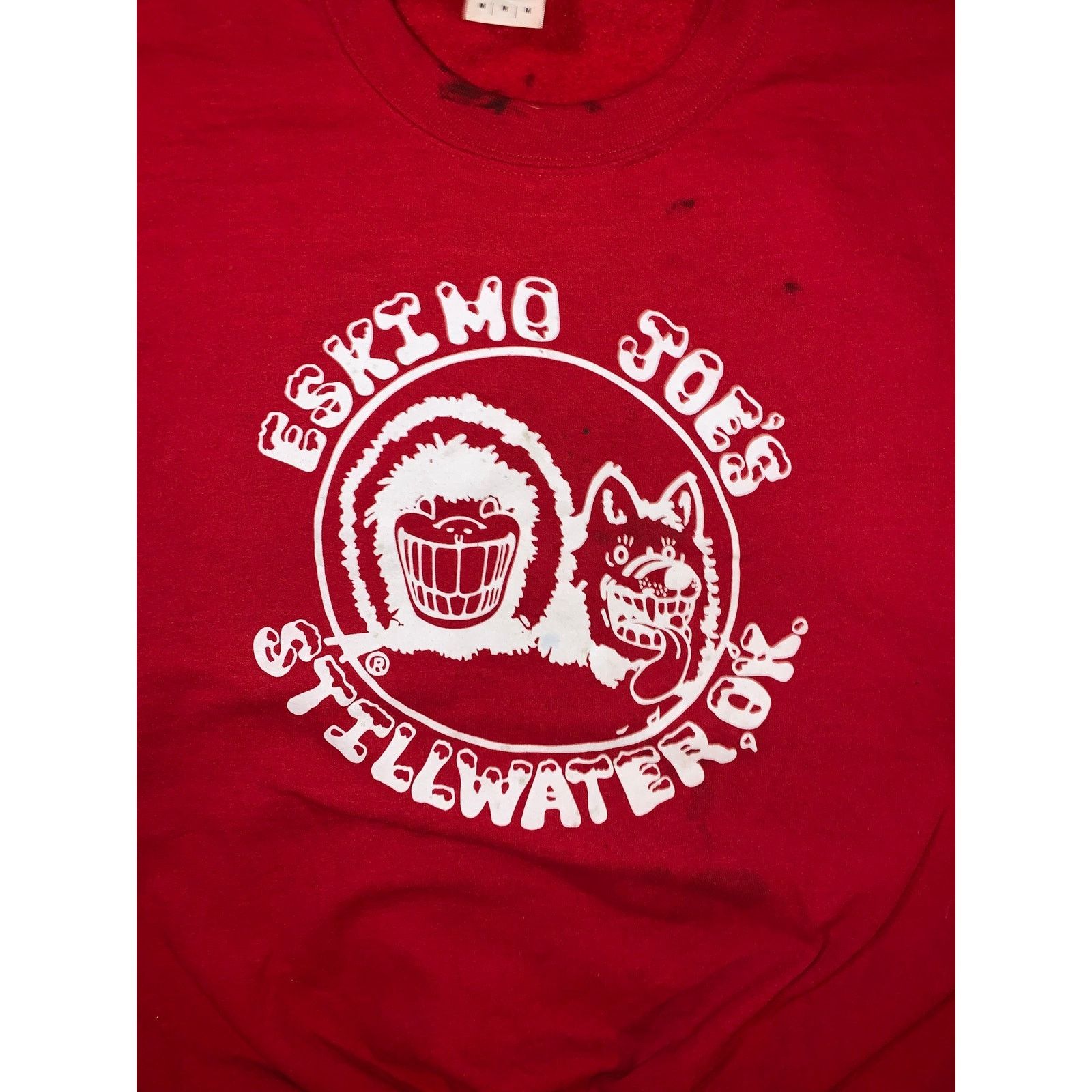 Gildan Vintage Eskimo Joes Sweatshirt Red M Stillwater OK Crewneck Size US M / EU 48-50 / 2 - 3 Thumbnail