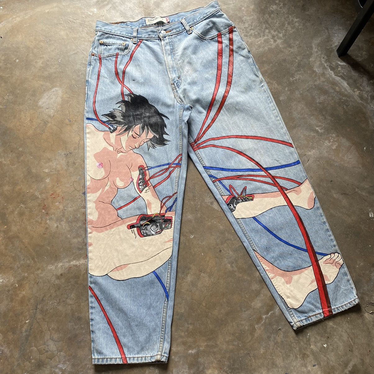 Levi's Ghost in the shell 1995 custom hand painted jeans | Grailed