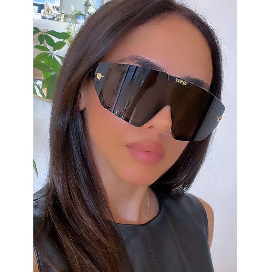 image of New Versace Ve4461 2 Lens Shield Sunglasses In Black, Men's