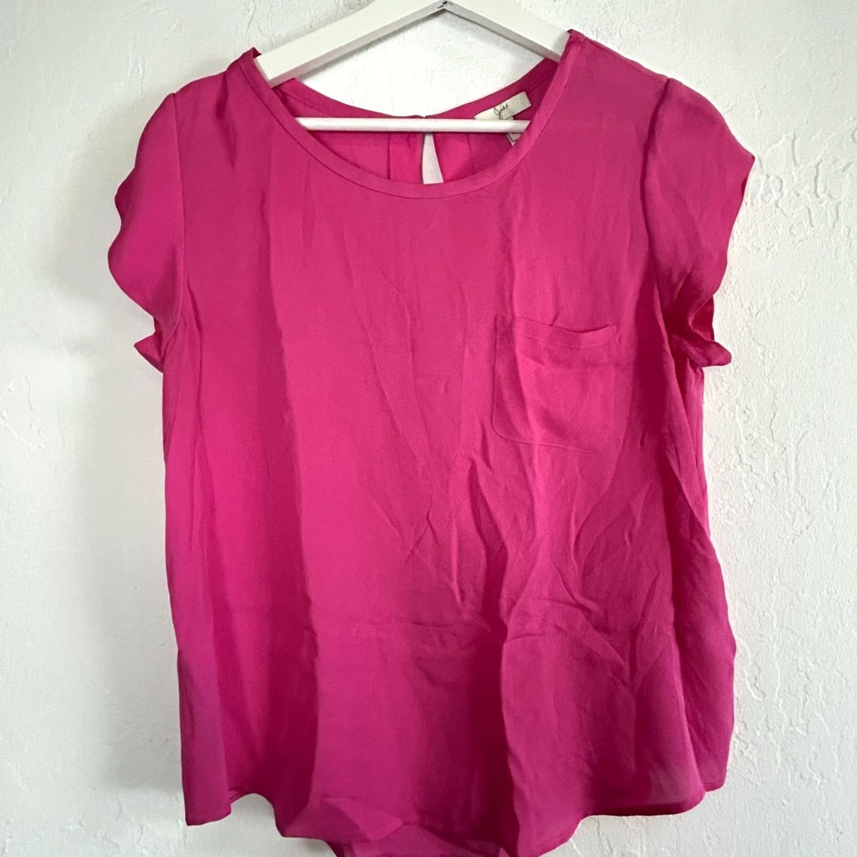 Joie JOIE Womens Pink Round Neck 100% Silk Short Sleeve Blouse Medium Casual Blouse Women Pink Round Neck Silk Top Blouse Size M / US 6-8 / IT 42-44 - 2 Thumbnail