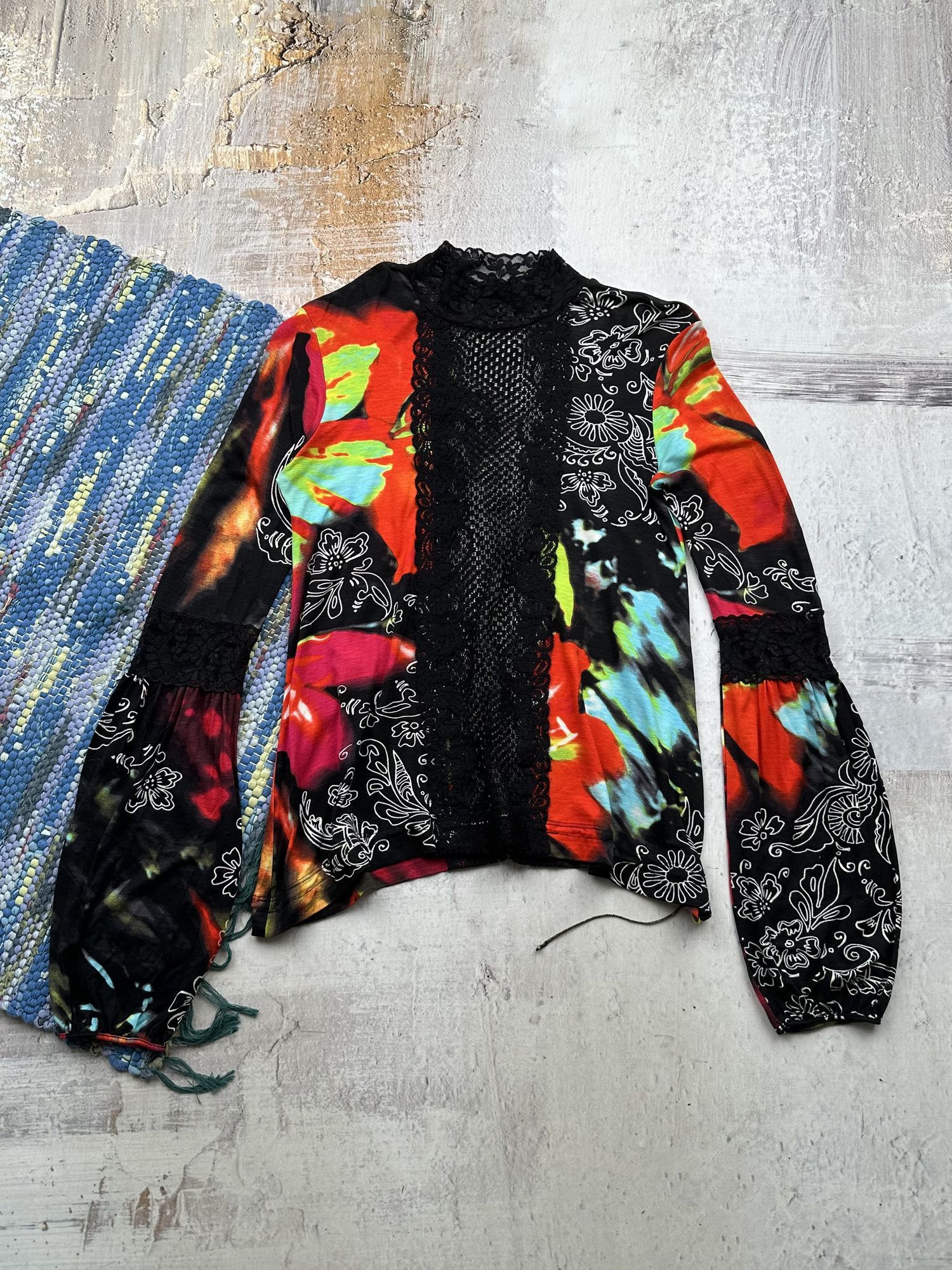 Vintage Asymmetry Printed Blouse A53(261)
