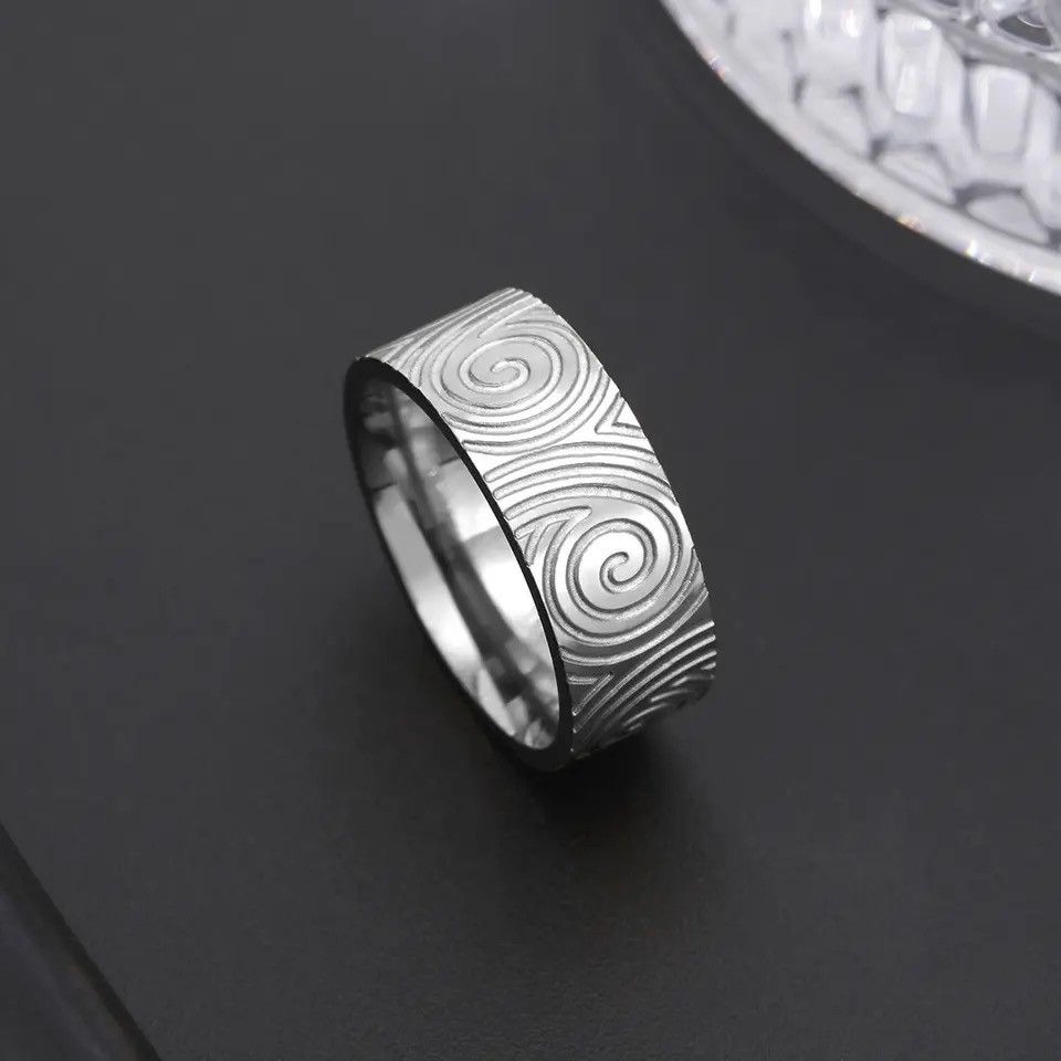 Jewelry × Vintage Skyrim Swirl Spiral Engraved Ring Size ONE SIZE - 1 Thumbnail