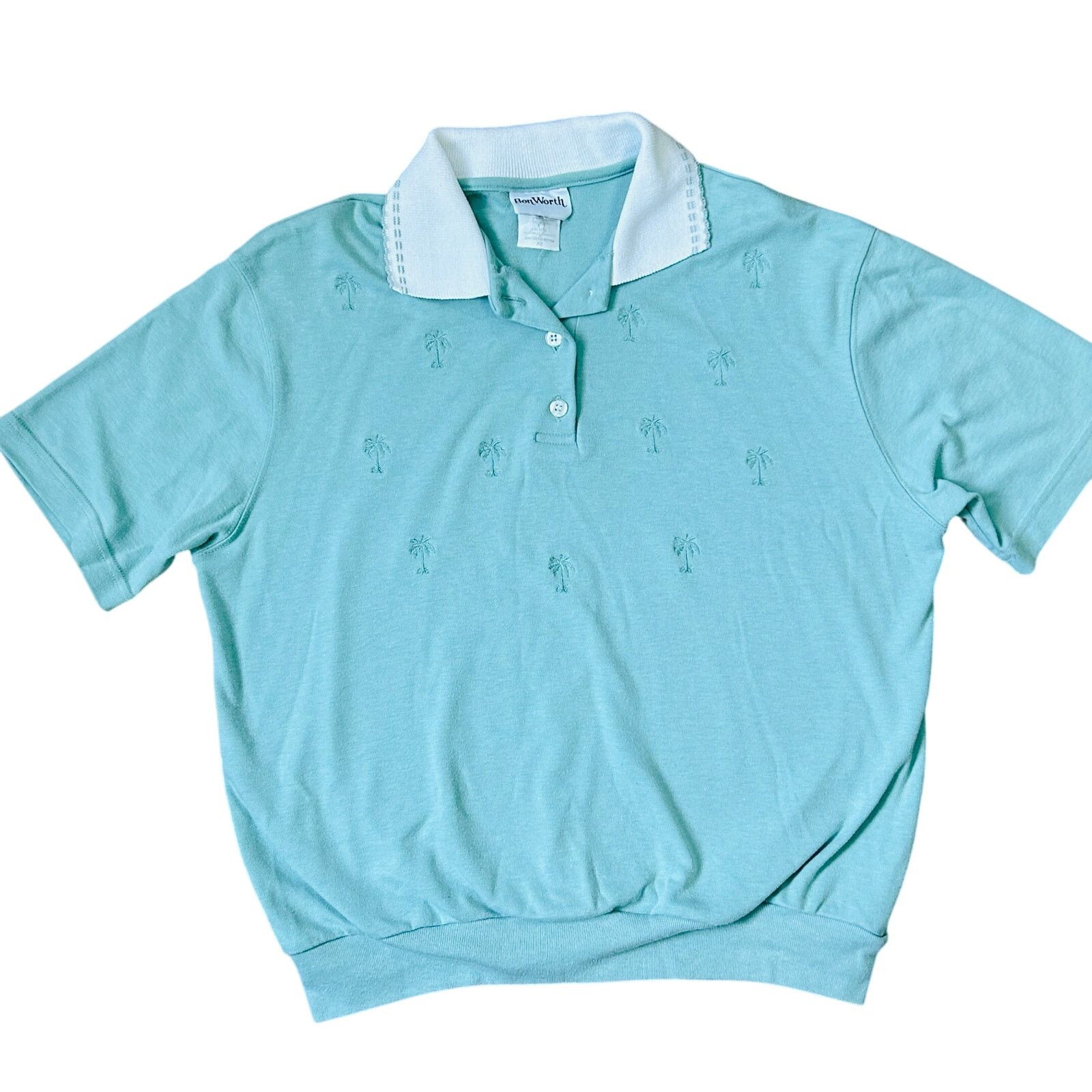 Vintage Vintage Coastal Polo Knit Shirt Collared Green Palmtrees XS Size XS / US 0-2 / IT 36-38 - 1 Thumbnail