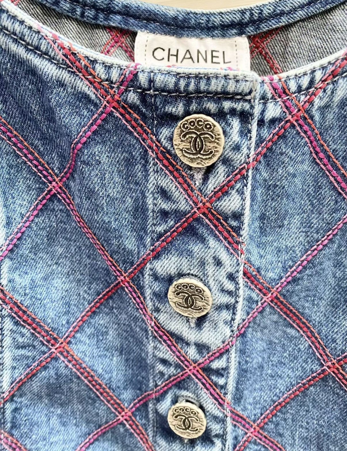 Chanel Chanel F36 22M Beach Denim Quilted Camisole Top J33 Size XS / US 0-2 / IT 36-38 - 4 Thumbnail