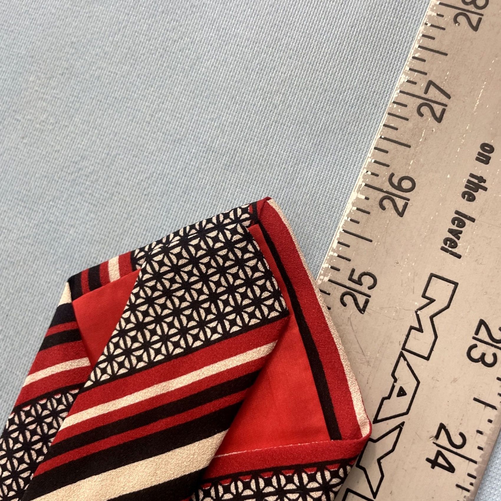Vintage VINTAGE 60s Poly Silk Neck Tie Repp Deco Check Red White Black Stripe 3.5x52 Size ONE SIZE - 6 Thumbnail
