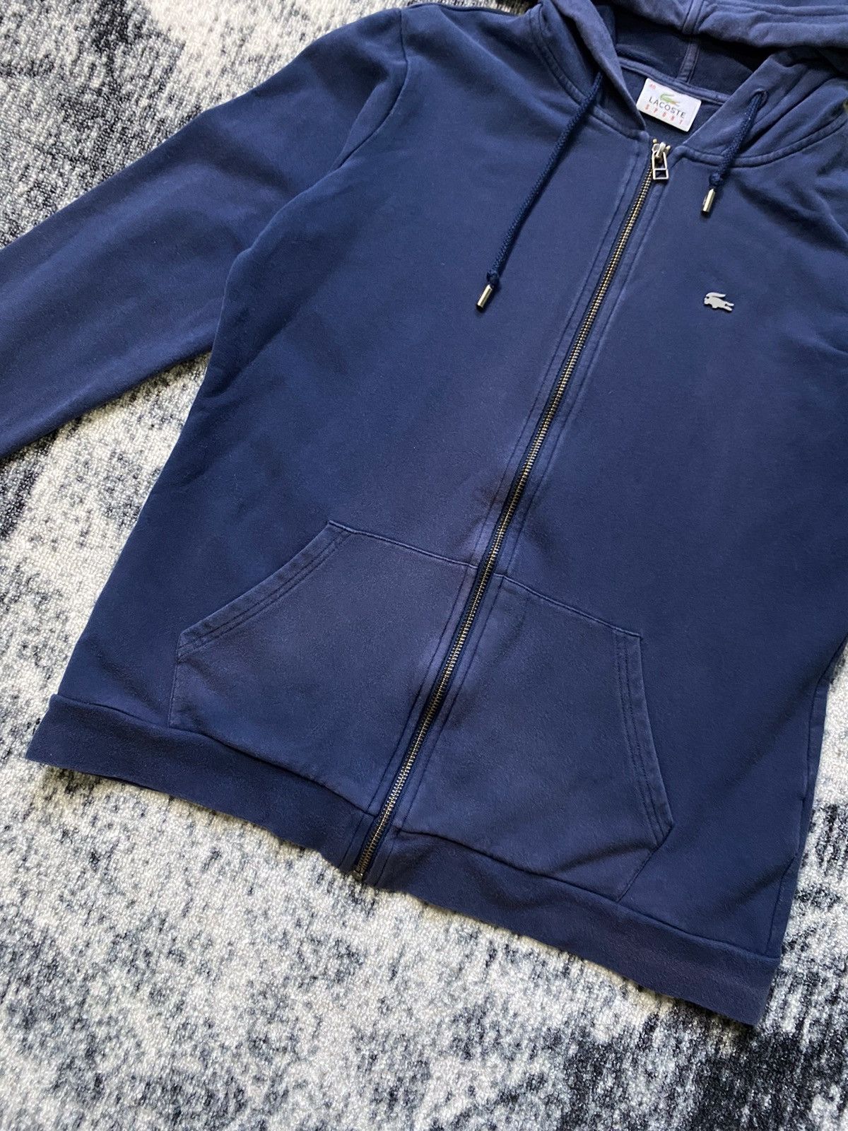 Lacoste × Vintage Vintage Lacoste Zip Up Hoodies Faded Distressed Y2K 90s Size XS / US 0-2 / IT 36-38 - 3 Thumbnail