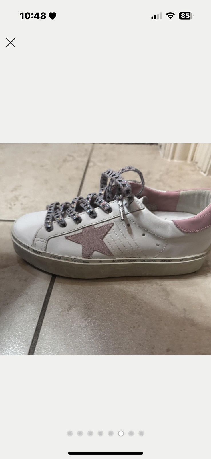 Golden Goose Hi Star in white leather with pink suede star Size US 8 / IT 38 - 5 Thumbnail