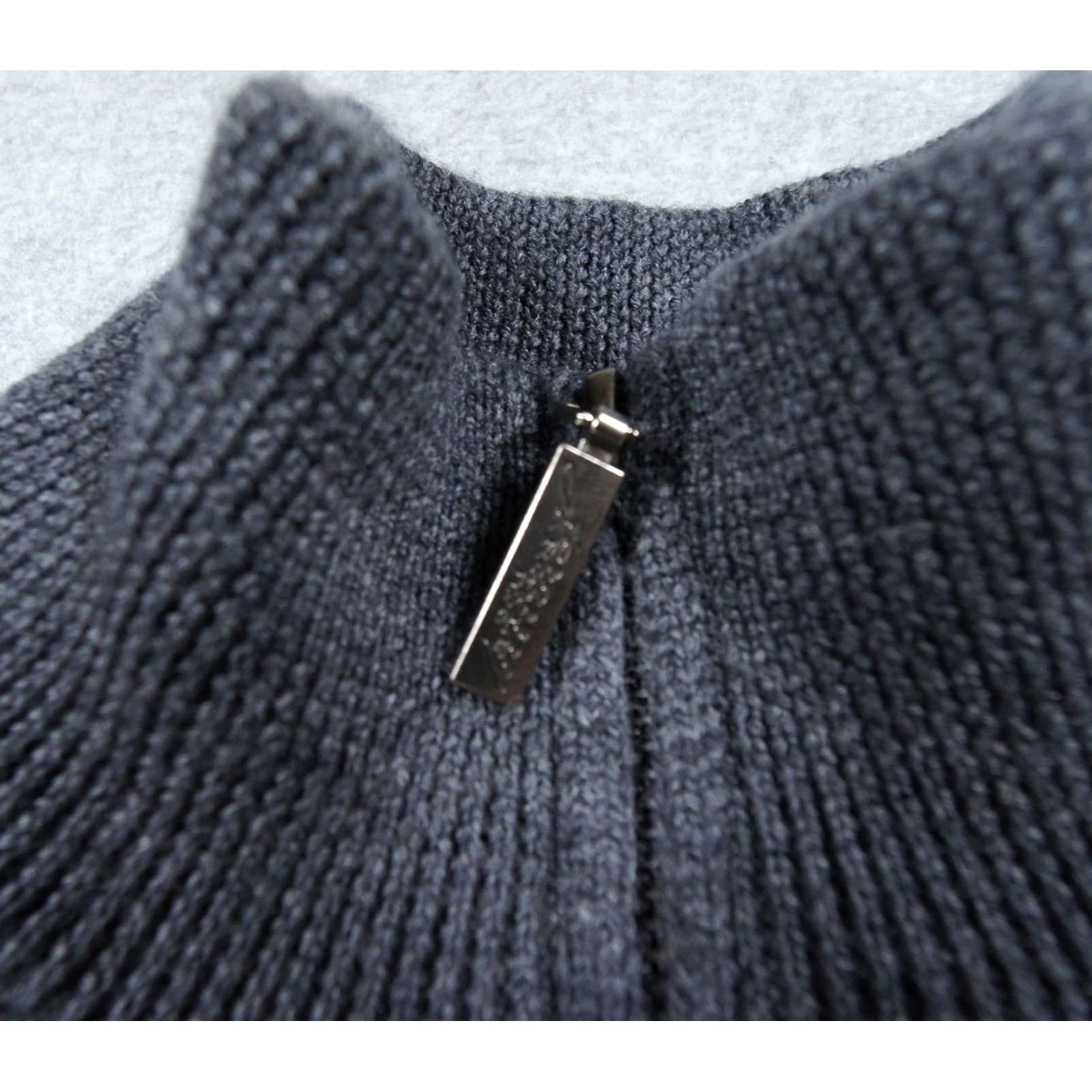 Vintage Jeremy Argyle NYC Sweater Mens Large Gray 1/4 Zip Pullover Merino Wool Knit Size US L / EU 52-54 / 3 - 3 Thumbnail