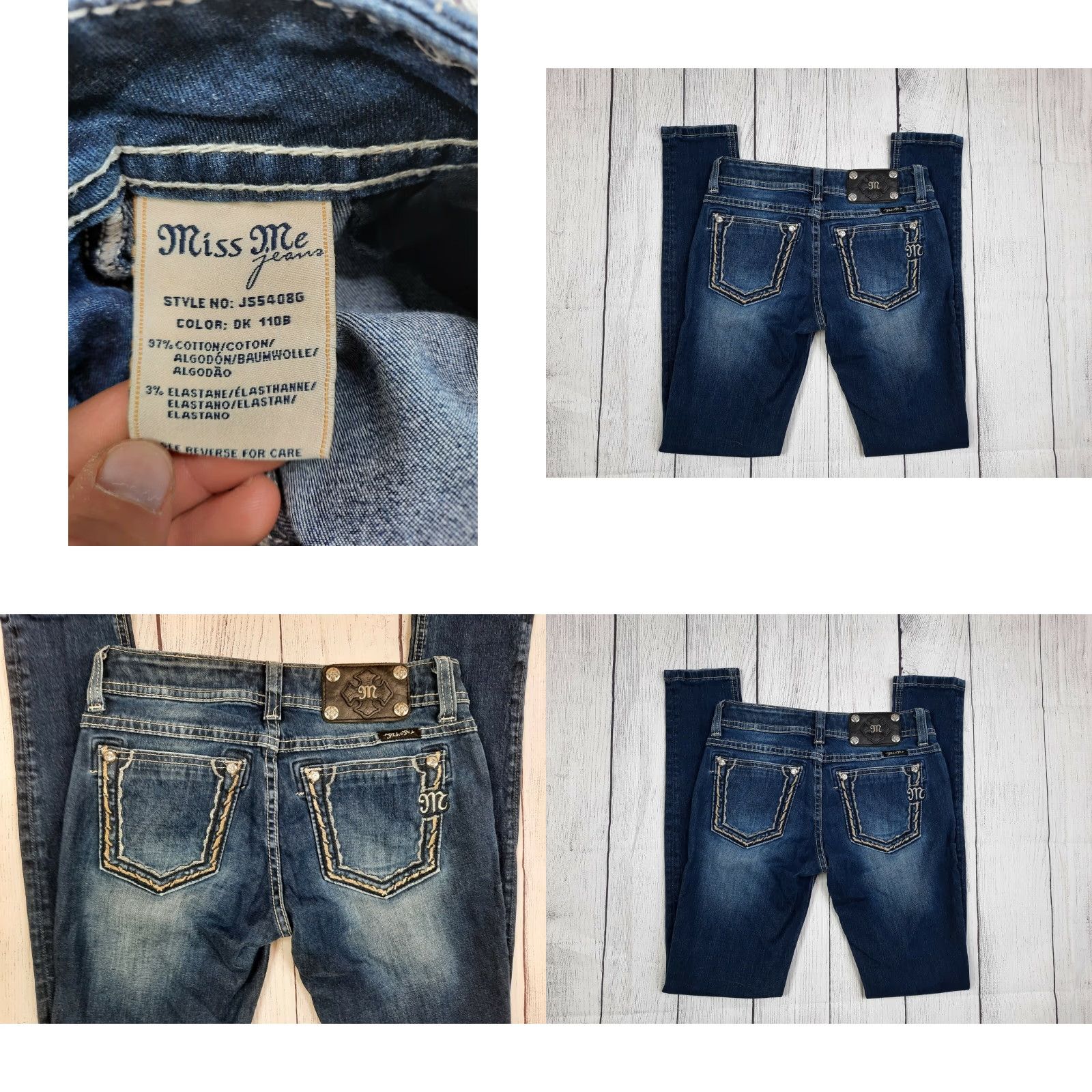 Miss Me Miss Me Skinny Women's Dark Wash Jeans JS5408G 26x29 Stretch Denim Distressed Jeans Womens Casual Denim Distressed 90s? Size 26" / US 2 / IT 38 - 8 Thumbnail