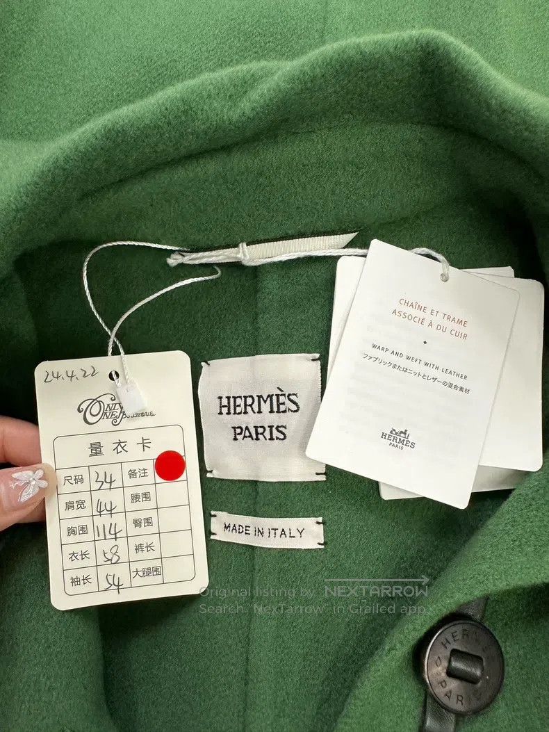 Hermes Hermes Green short cashmere coat Size XXS / US 00 / IT 34 - 4 Thumbnail