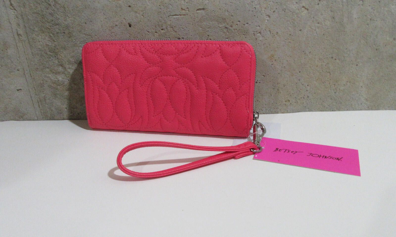 Designer Betsey Johnson Zip Around Wallet Puffy Flowers Coral Pink Size ONE SIZE - 5 Thumbnail