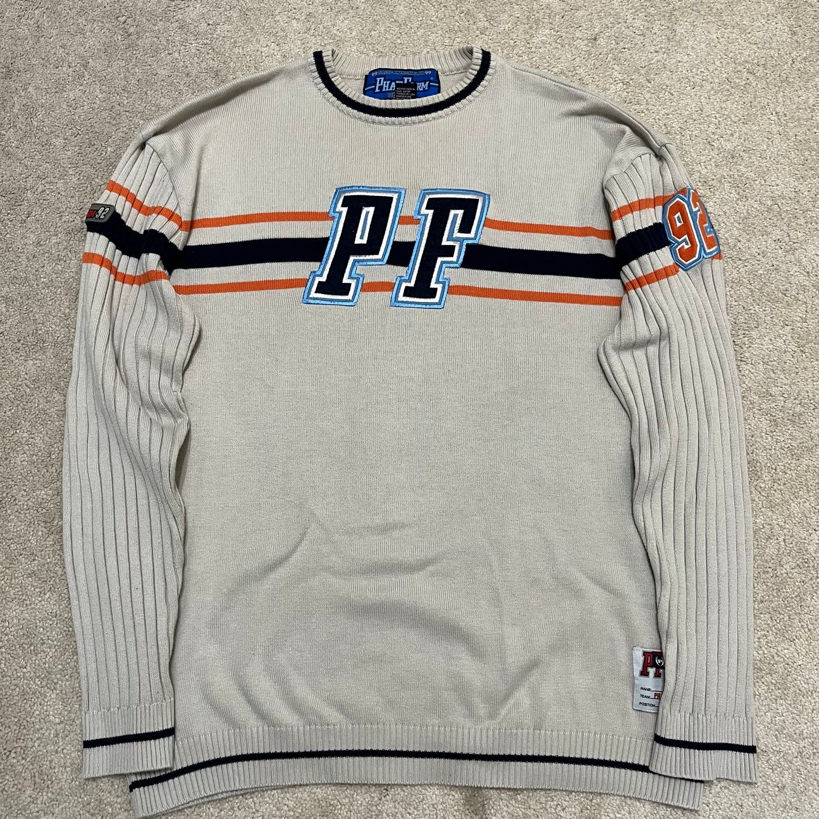 Phat Farm Y2K Phat Farm PF 92 Spellout Streetwear Tan Knit Sweater XL Size US XL / EU 56 / 4 - 1 Thumbnail