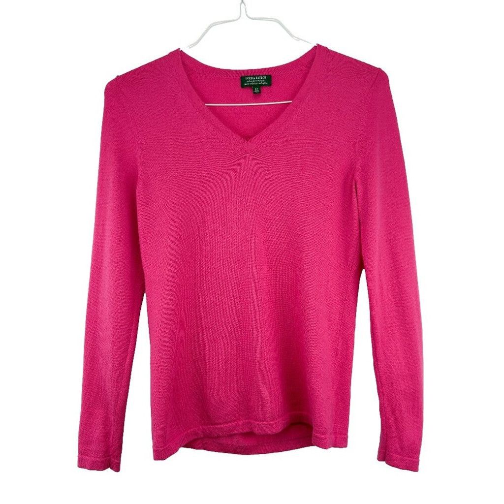 Lord & Taylor LORD & TAYLOR Extra fine Merino Pinky V Neck Minimalist sz 6 Size M / US 6-8 / IT 42-44 - 2 Thumbnail
