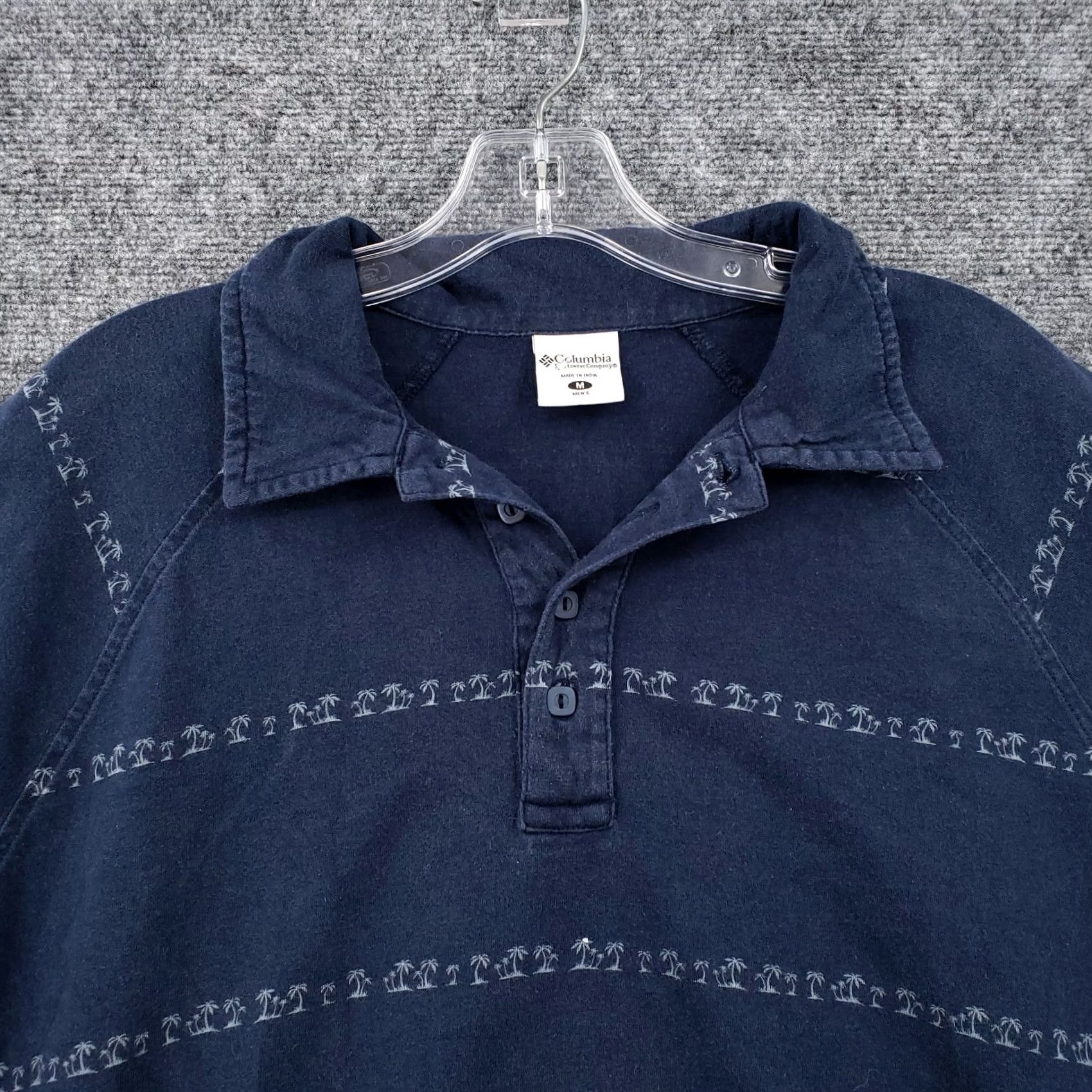 Vintage Columbia Polo Shirt Mens M Blue Palm Tree Short Sleeve Casual Travel Outdoor Graphite/Blue? Size US M / EU 48-50 / 2 - 5 Thumbnail