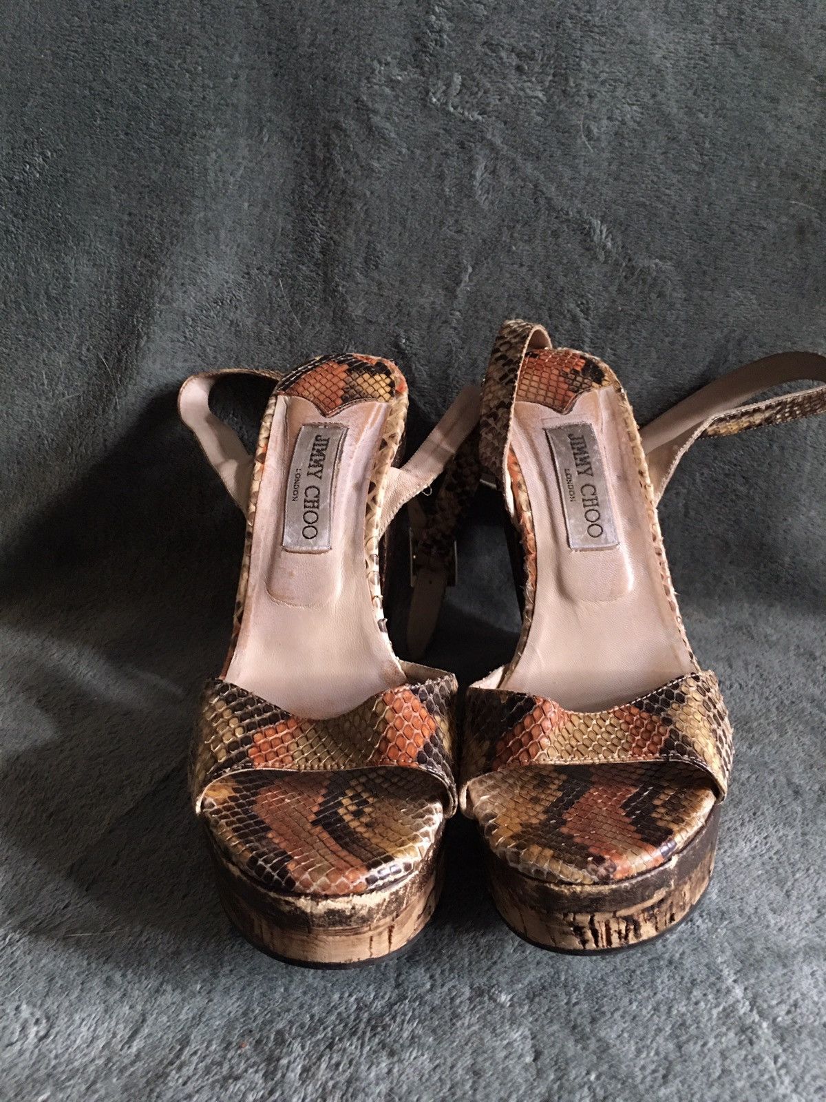 Jimmy Choo Jimmy Choo Multicolor Python Leather Penelop Wedge Sandals Size US 9 / IT 39 - 4 Thumbnail