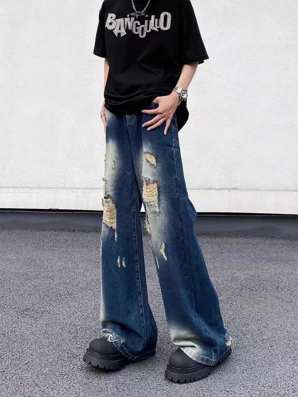 VIBE Vintage wash gradient ripped baggy jeans Size US 34 / EU 50 - 2 Thumbnail