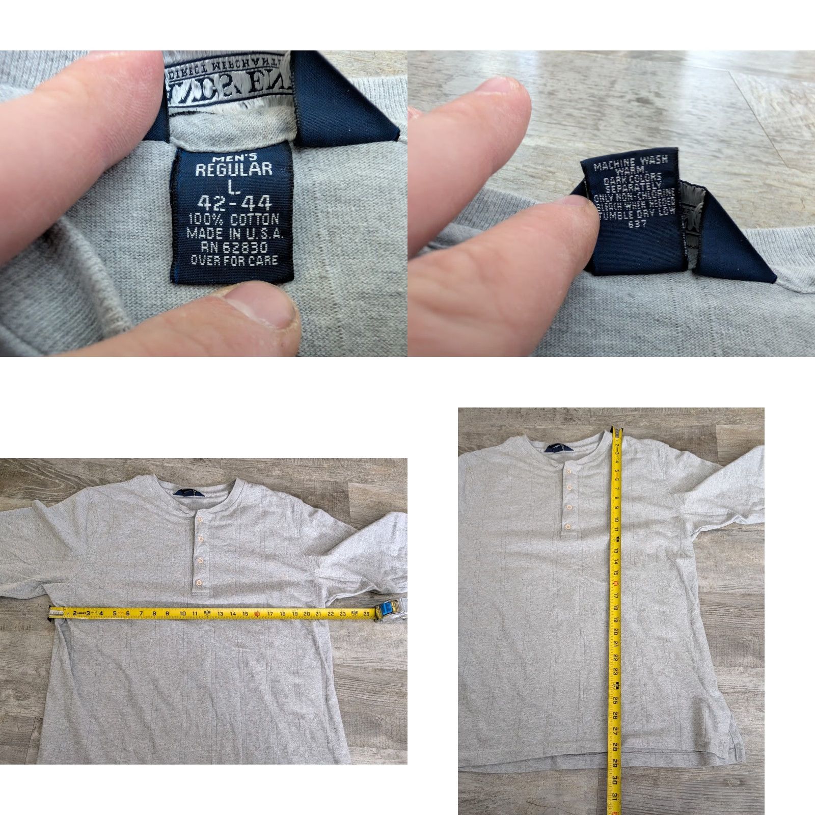 Lands' End VINTAGE Lands' End Long Sleeve Shirt Mens L Gray Henley Thermal Made In USA Shirt Mens L Gray Henley Thermal 80s 90s Outdoor Fall Winter Cotton Knit Size US L / EU 52-54 / 3 - 8 Thumbnail