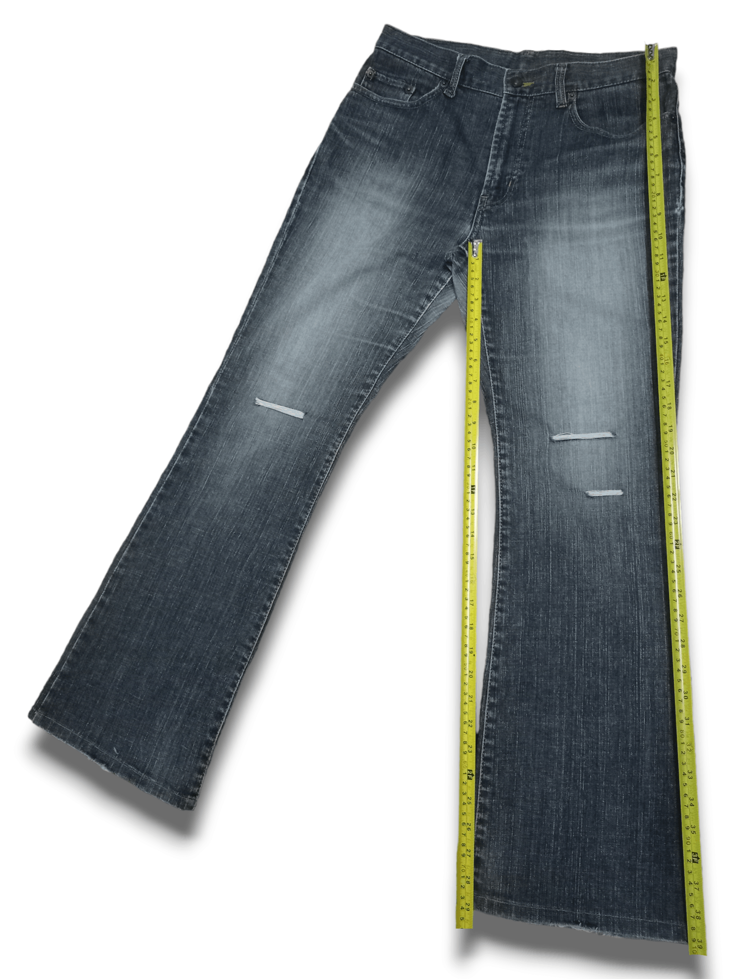 Japanese Brand × Uniqlo Vintage Japanese Uniqlo Distressed Flare Jeans 30x29 Size US 30 / EU 46 - 9 Thumbnail